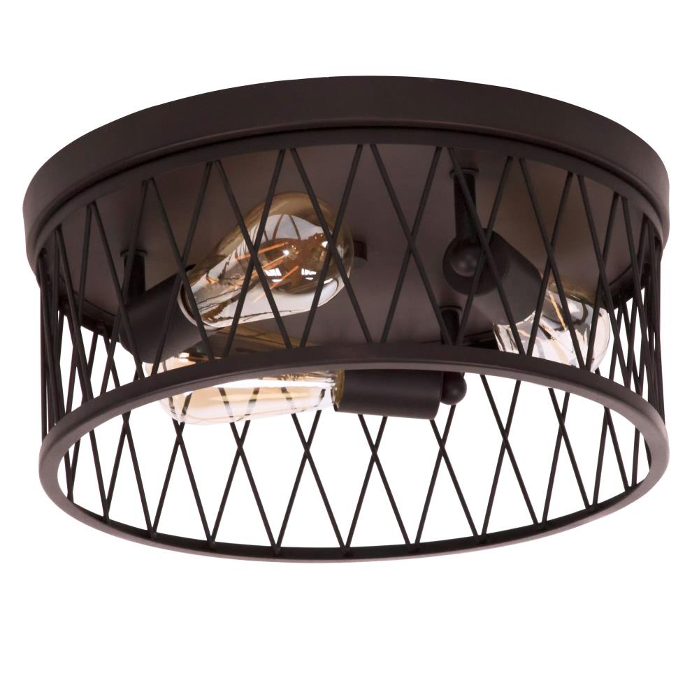 Arris Vintage Bronze 14.5" Drum Flush Mount Ceiling Light