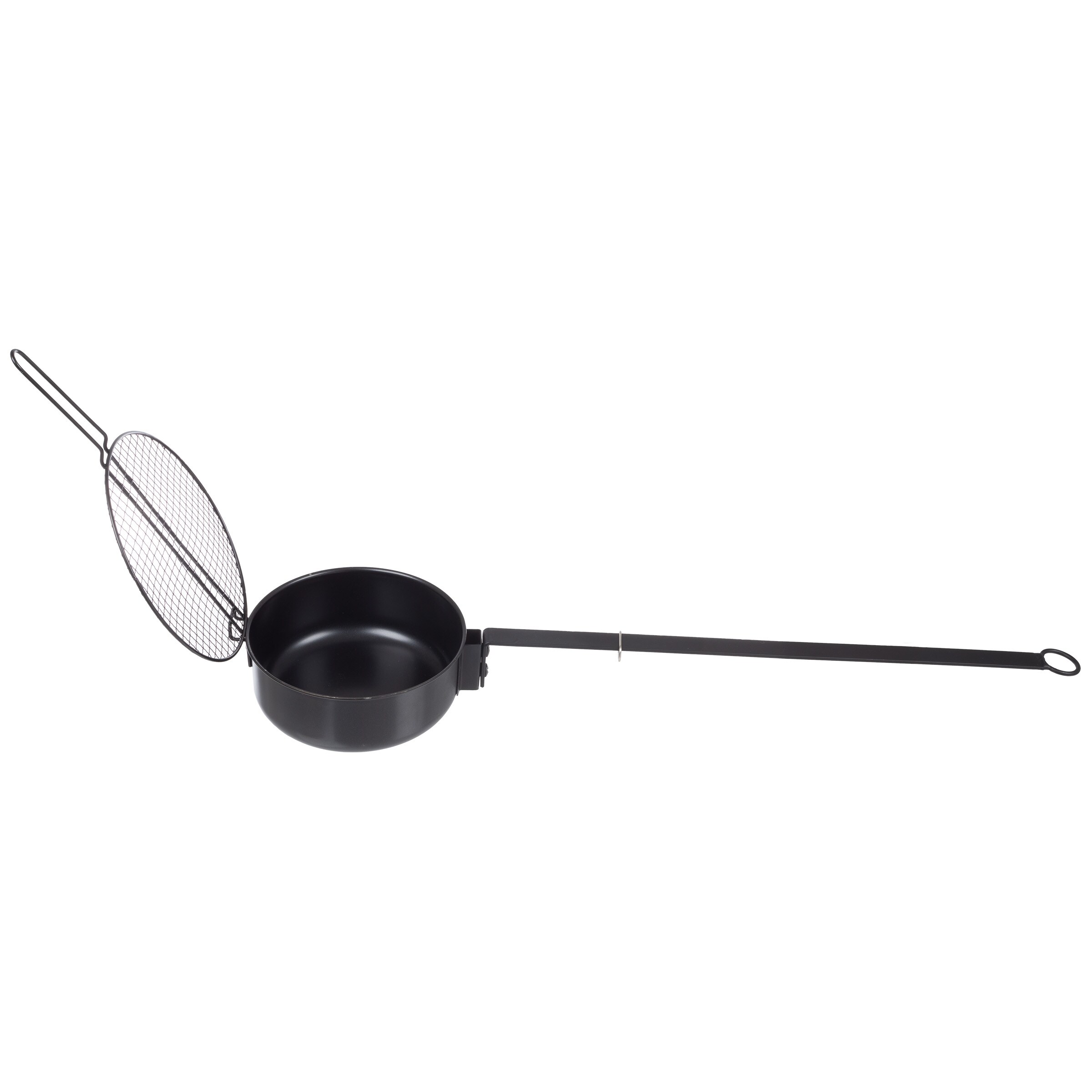 Metal Pot Campfire Popcorn Popper - Black