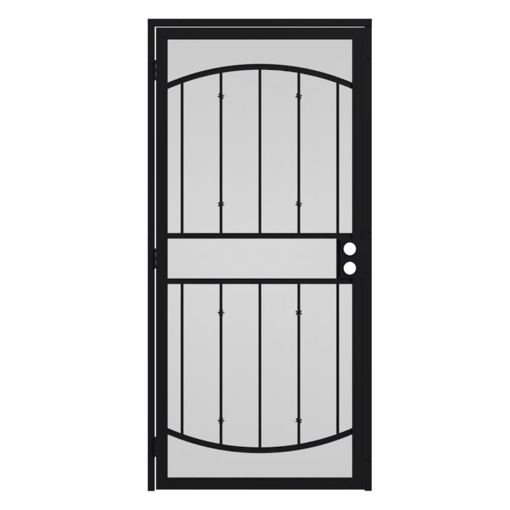 Gatehouse Gibraltar 32-in x 81-in Black Steel Surface Mount Security Door  with Black Screen in the Security Doors department at