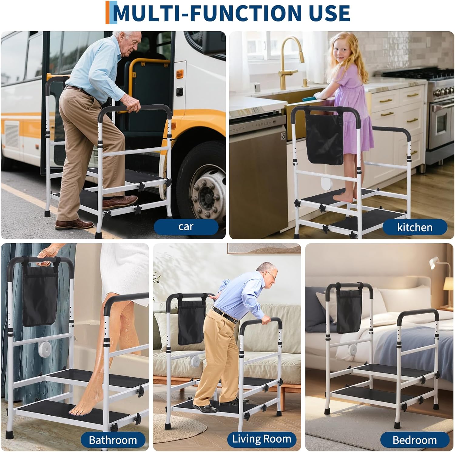 Garvee Bed Step Stool for High Bed for Elderly. Bed Rails with ...