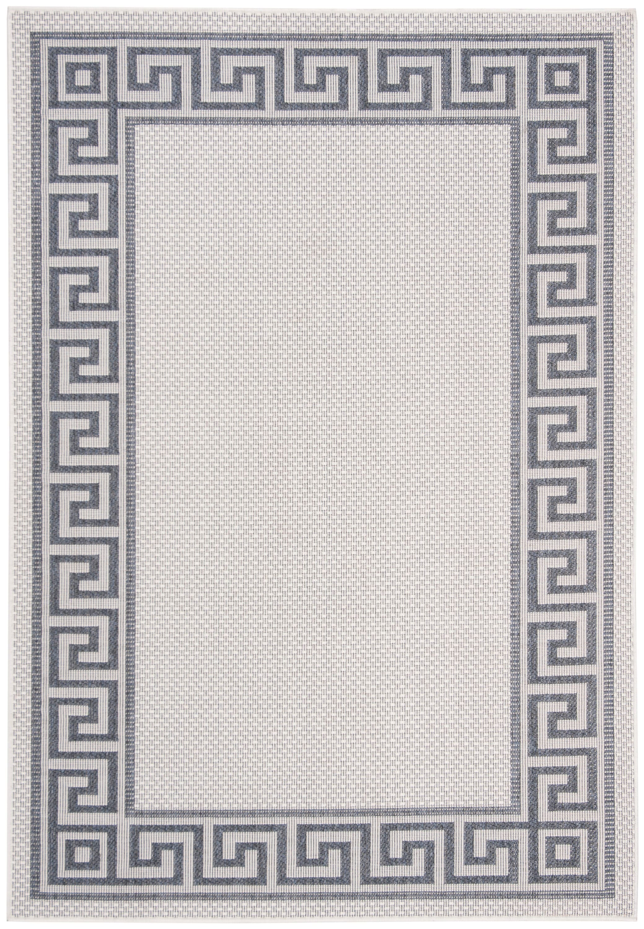 Safavieh MSRO331G-5 Martha Stewart Indoor Outdoor Adeliya 5 x 8 (ft) Loomed Polypropylene Silver/Gray Rectangular Indoor/Outdoor Border Farmhouse/Cottage Area rug