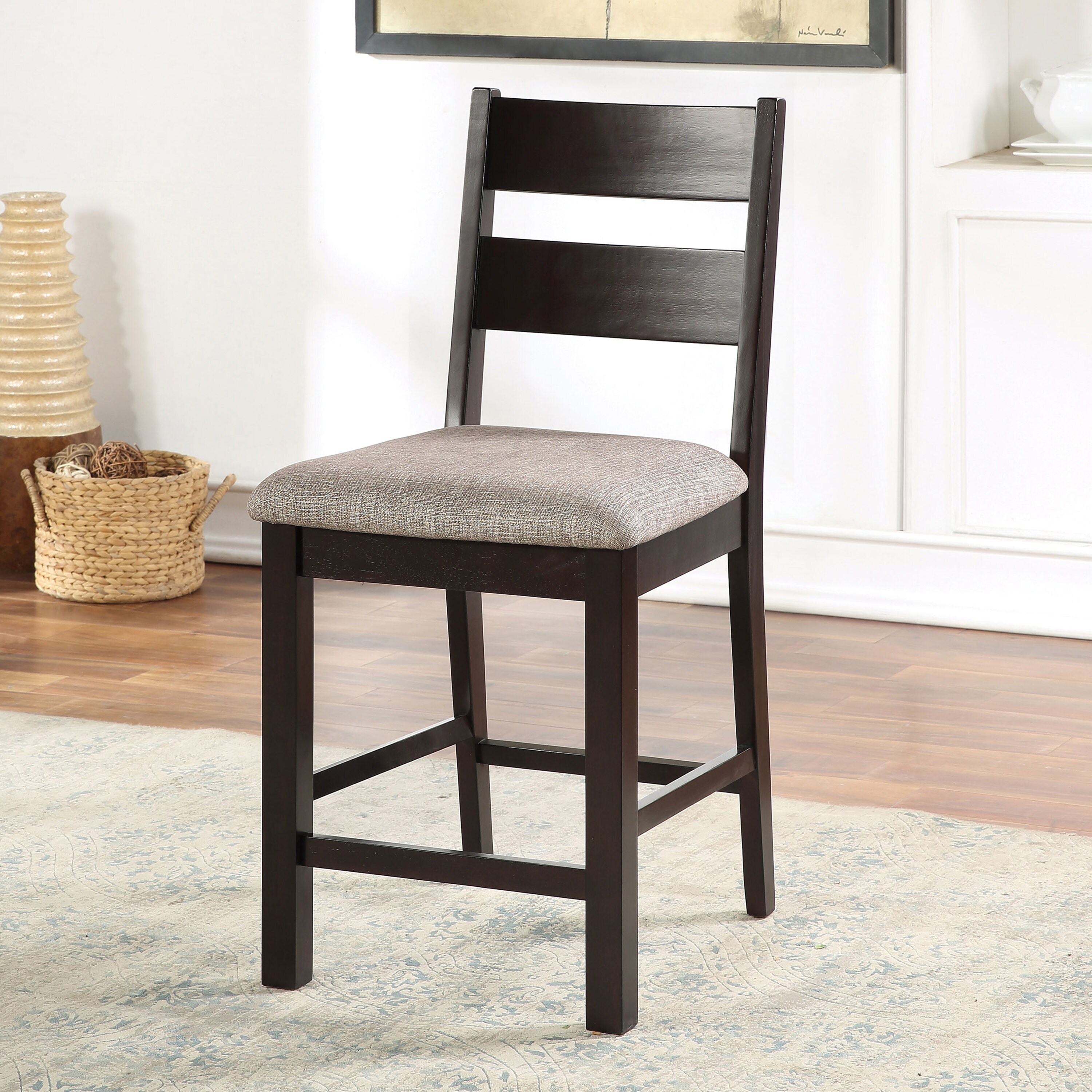 Furniture of America IDF-3495PC Set of 2 Jemin Polyester Upholstered Dining Side Chair (Composite Frame)