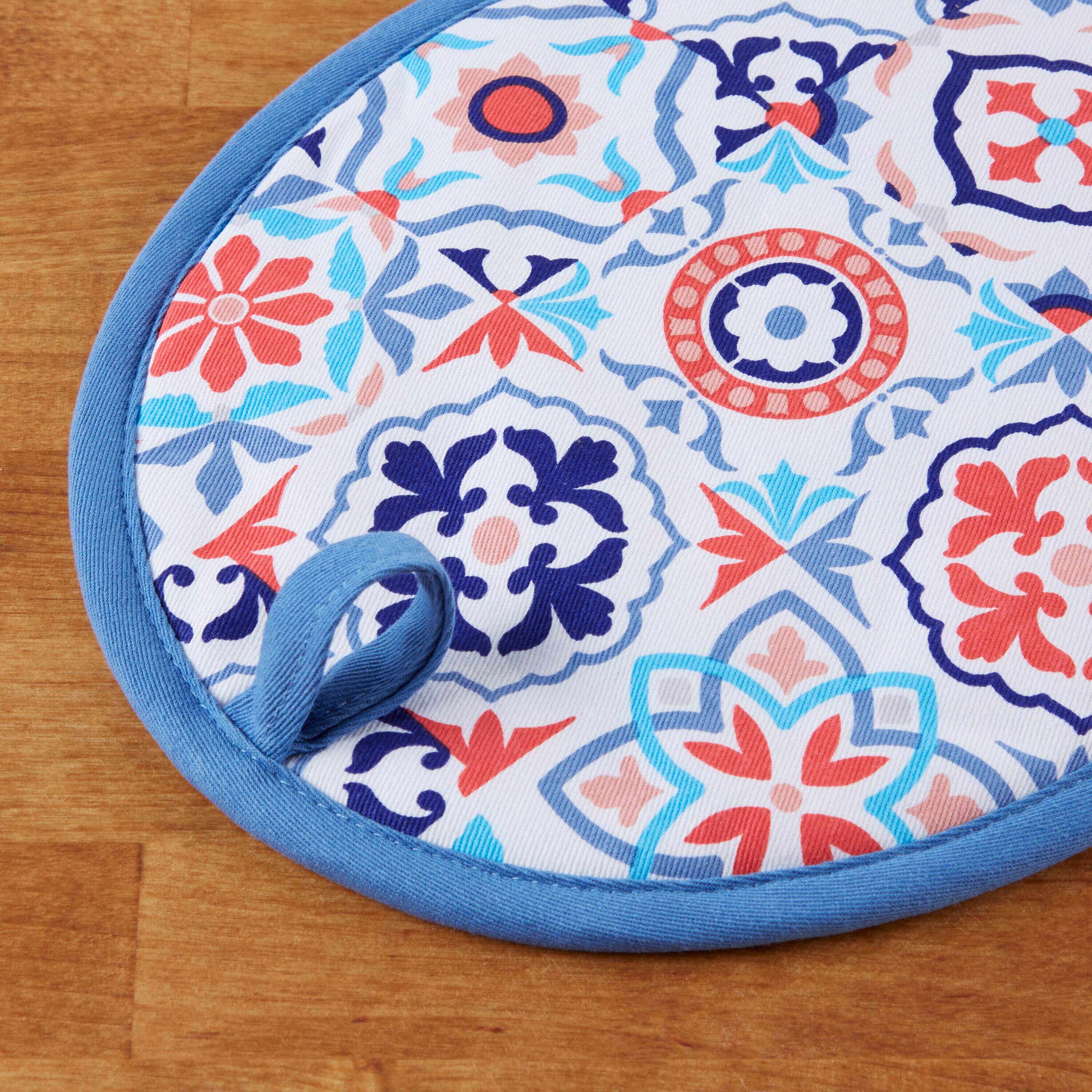 Fiesta Worn Tiles Kitchen Towel 2-Pack Set, Blue, Cotton