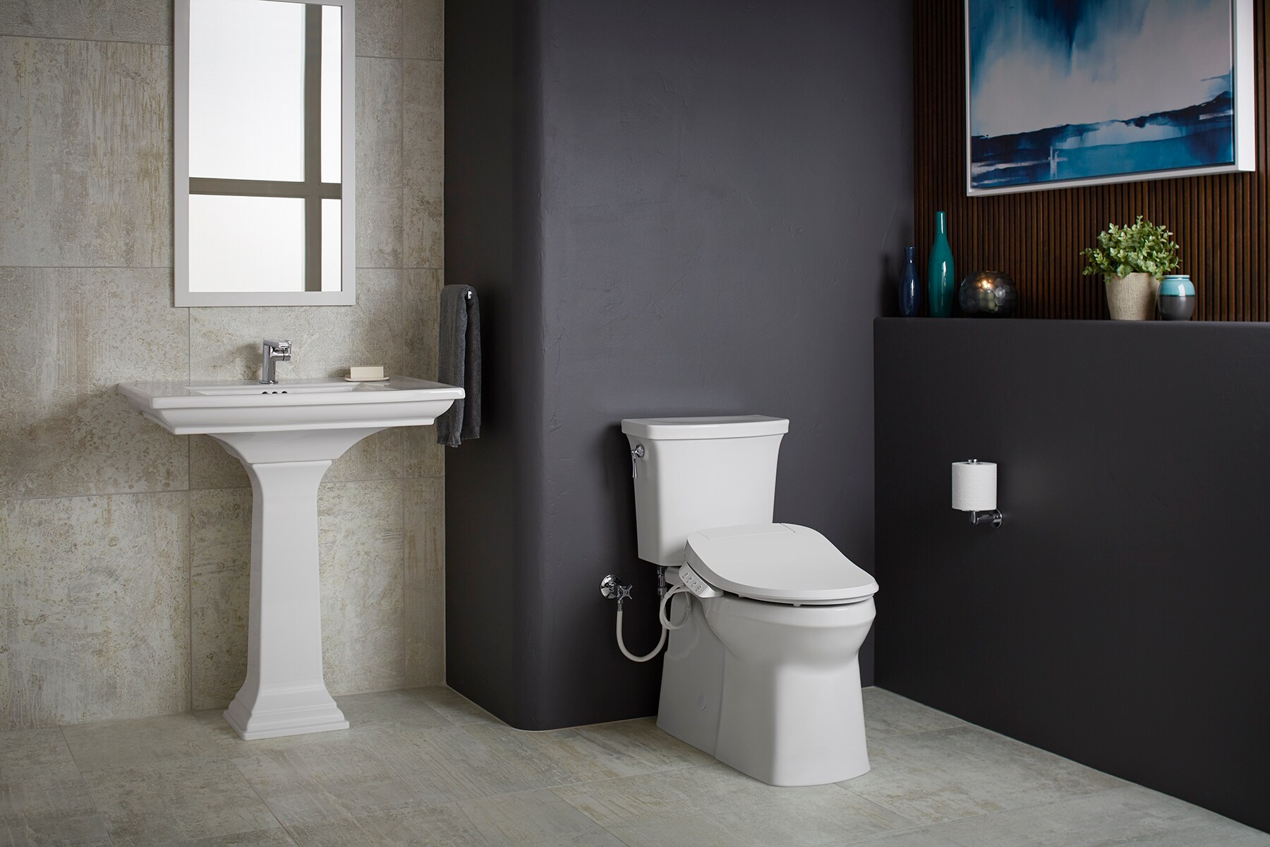 KOHLER PureWash E545 Plastic White Elongated Soft Close Heated Bidet