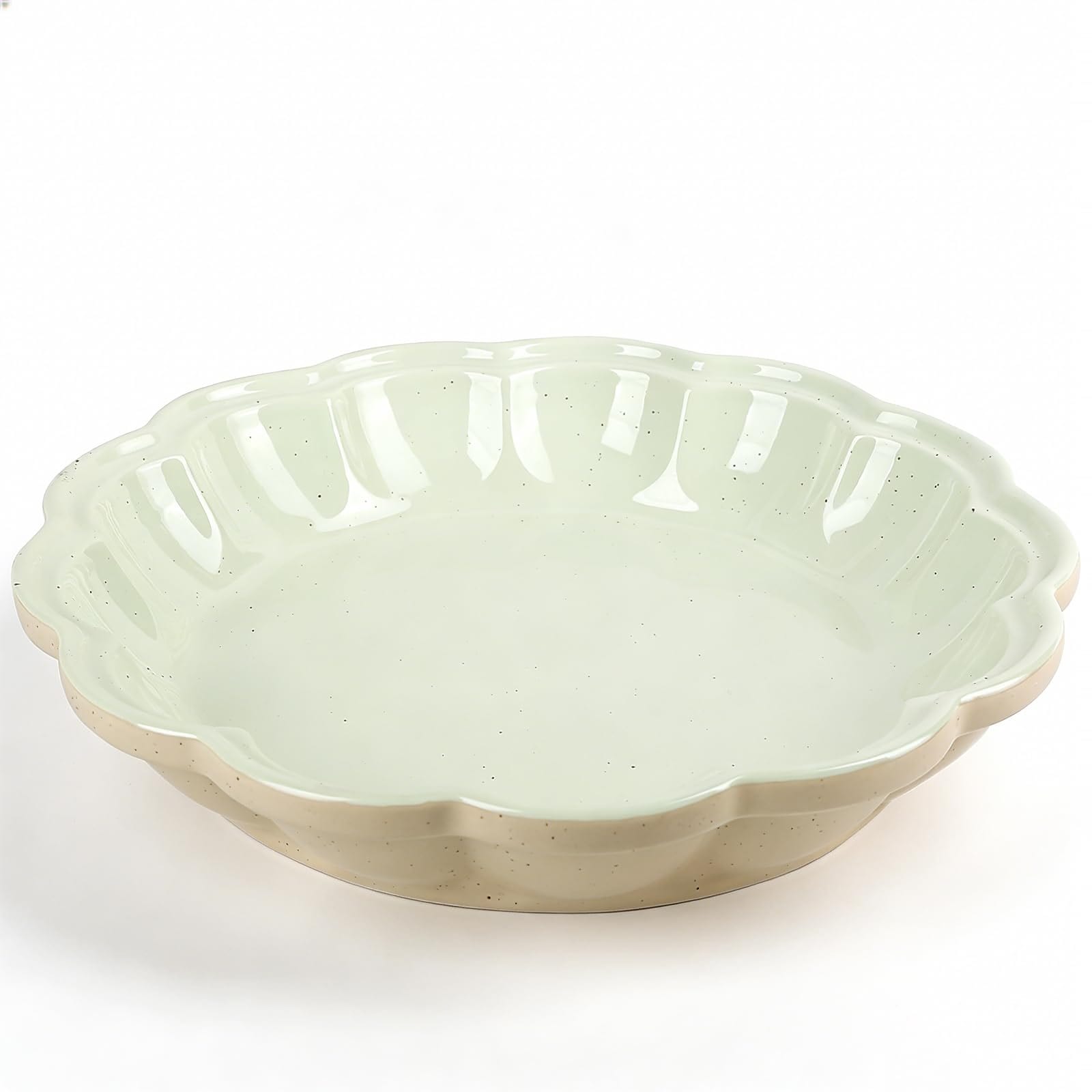 Aoibox 10 in Round Porcelain Pie Pan with Decorative Ruffled Fluted Edge Non Stick Oven and Dishwasher Safe #LABXSK4Z