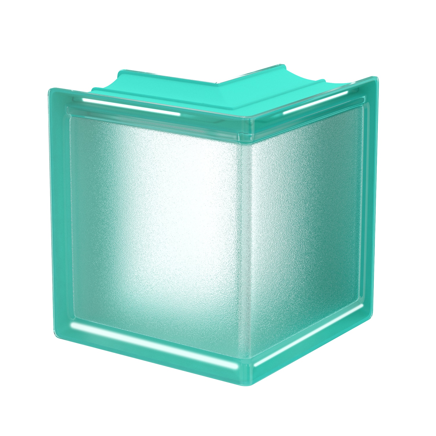 myMINIGLASS 123430 Mint Corner Crackled Glass Block ( 6-in H x 6-in W x 3-in D )
