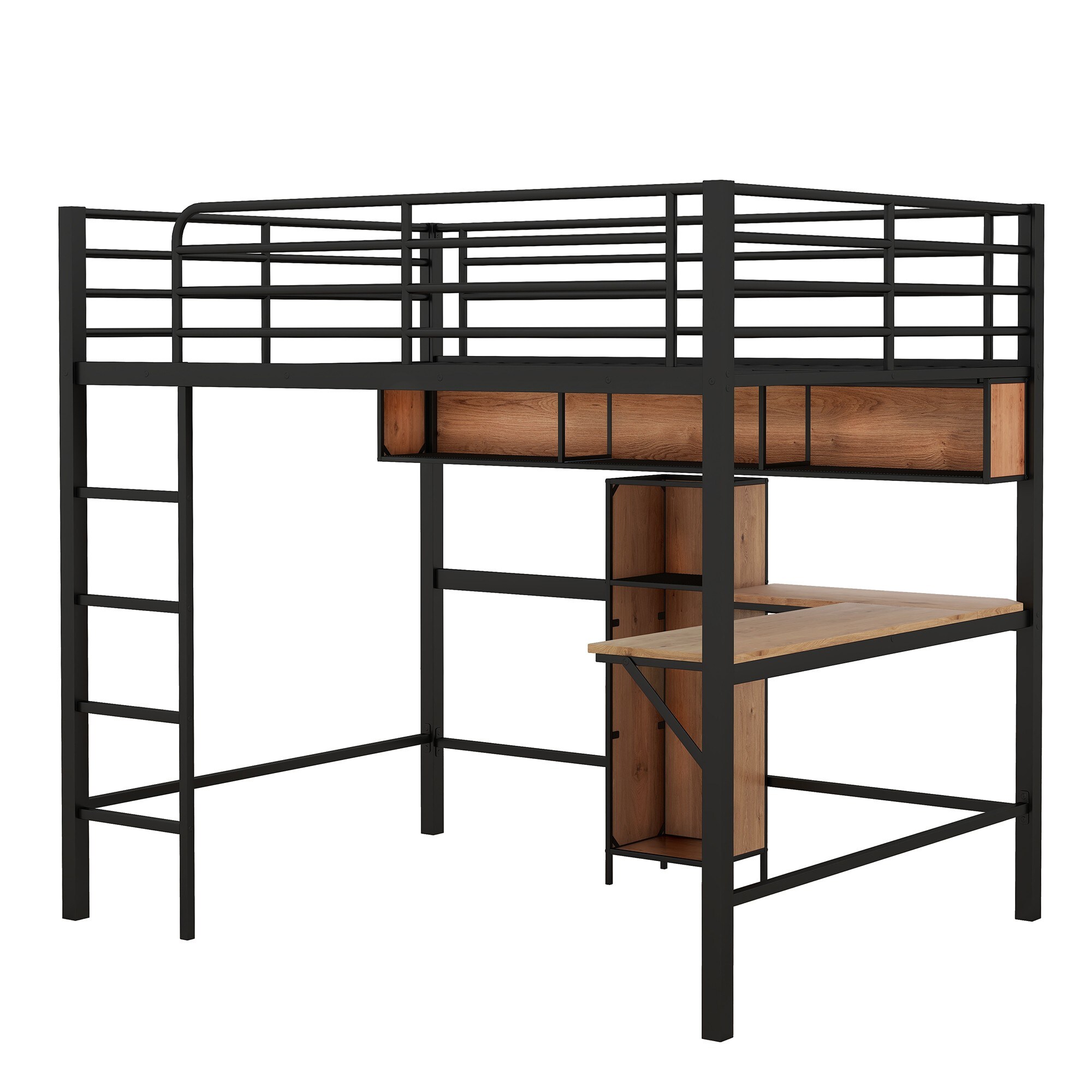 Yiekholo Black Full Loft Bunk Bed in the Bunk Beds department at Lowes.com