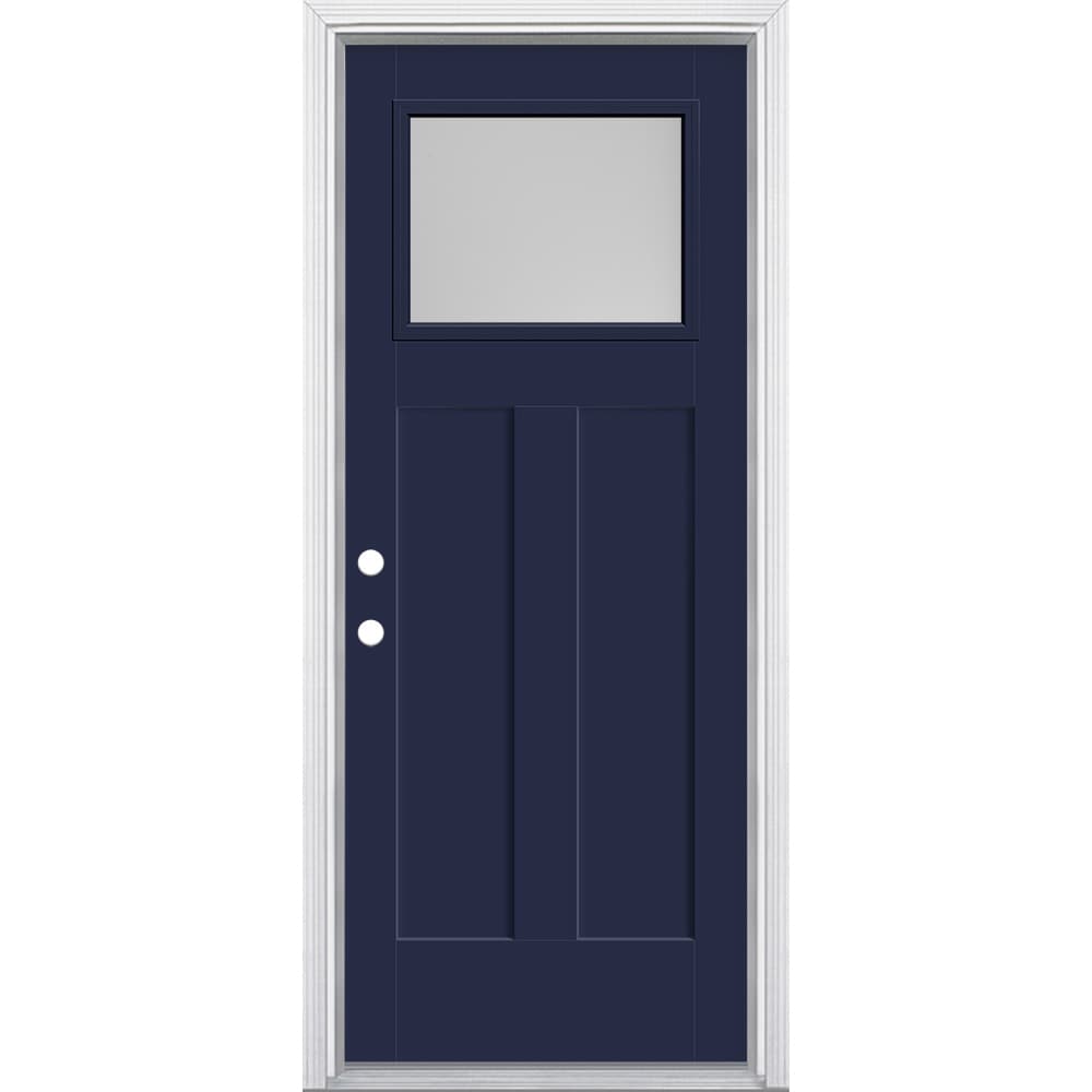 Masonite 629068 32-in x 80-in x 4-9/16-in Fiberglass Craftsman Right-hand inswing Eclipse Painted Prehung Front Door with Brickmould Insulating core
