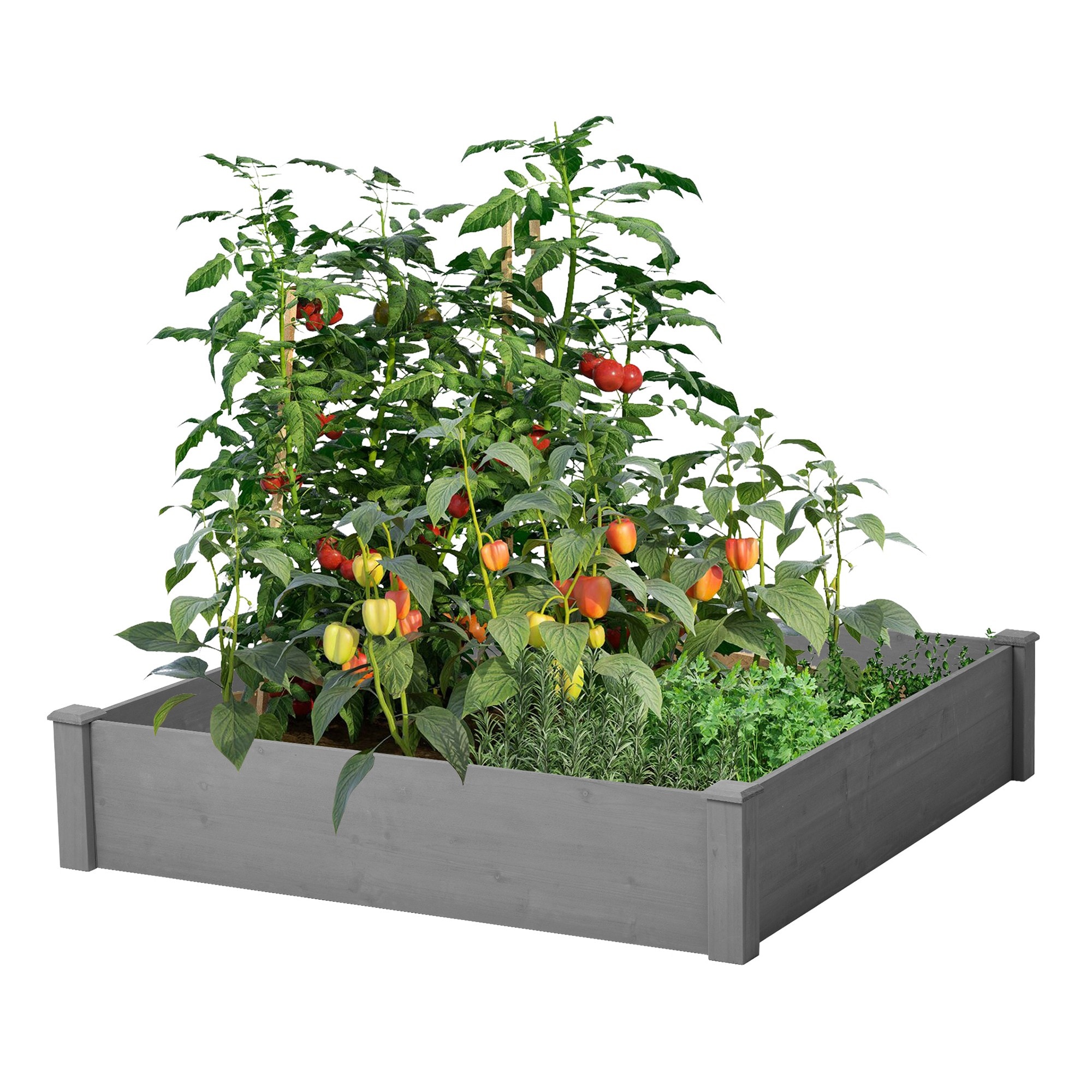 Yiekholo LL-1641AA 48-in W x 48-in L x 10-in H Gray Wood Raised Garden Bed