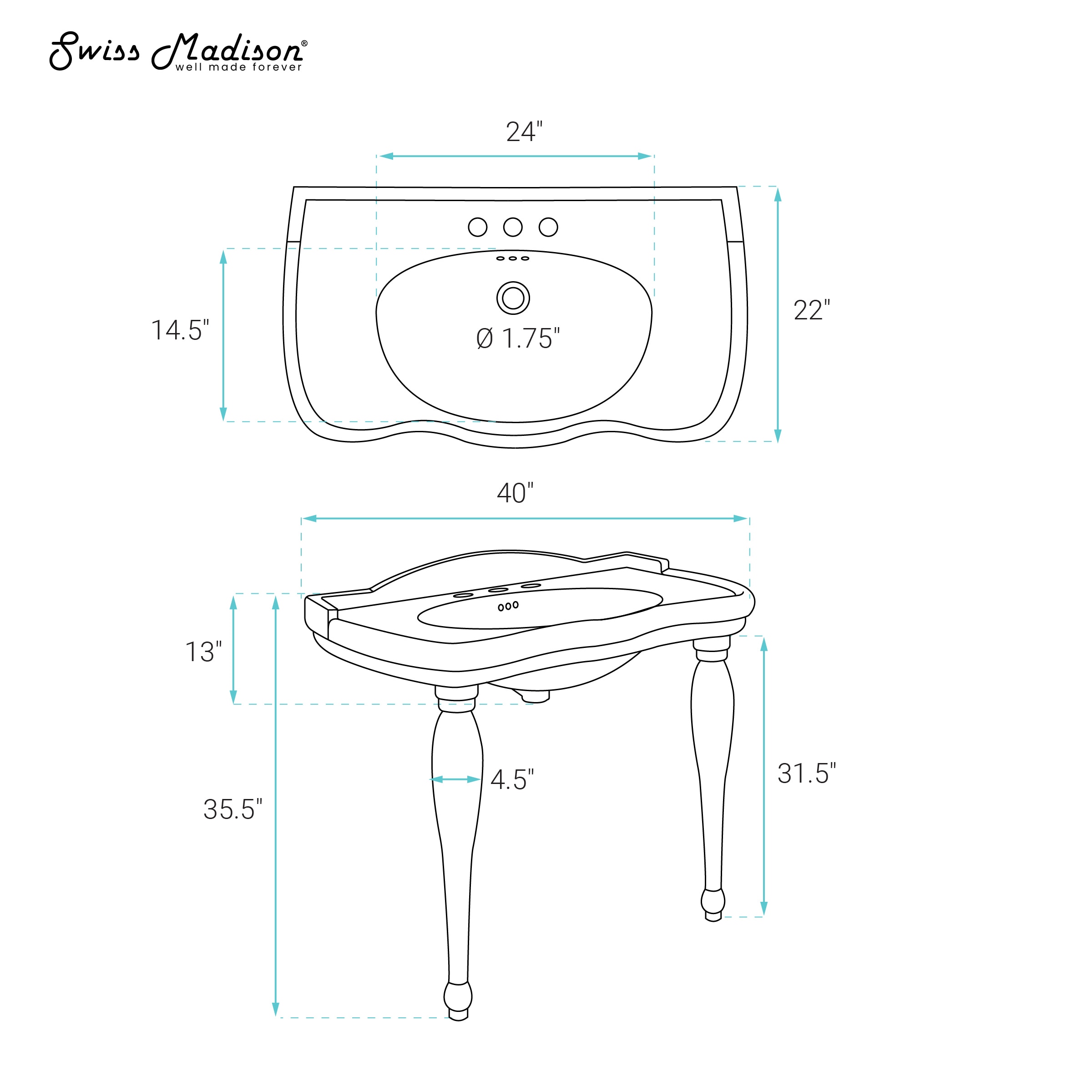 Swiss Madison SM-25-CSCEL01GW-3W Console-Sinks - View #6