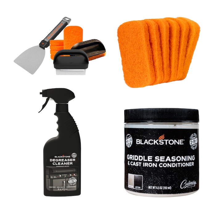 Blackstone Flat Top Grill Cleaner Collection with Griddle Seasoning and  Cast Iron Conditioner, Degreaser Cleaner, Griddle Restorer Kit, and  10-piece