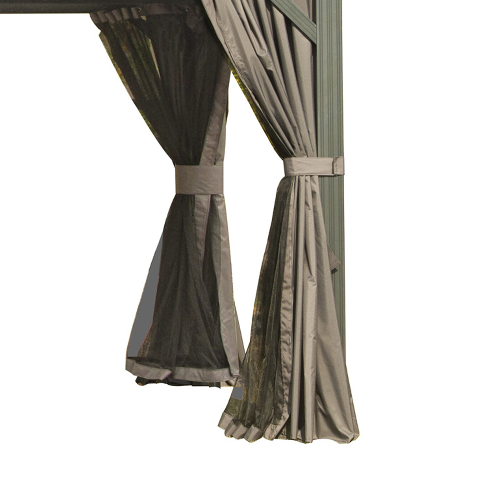 16x12 Gray Aluminum Hardtop Gazebo with Curtains and Netting