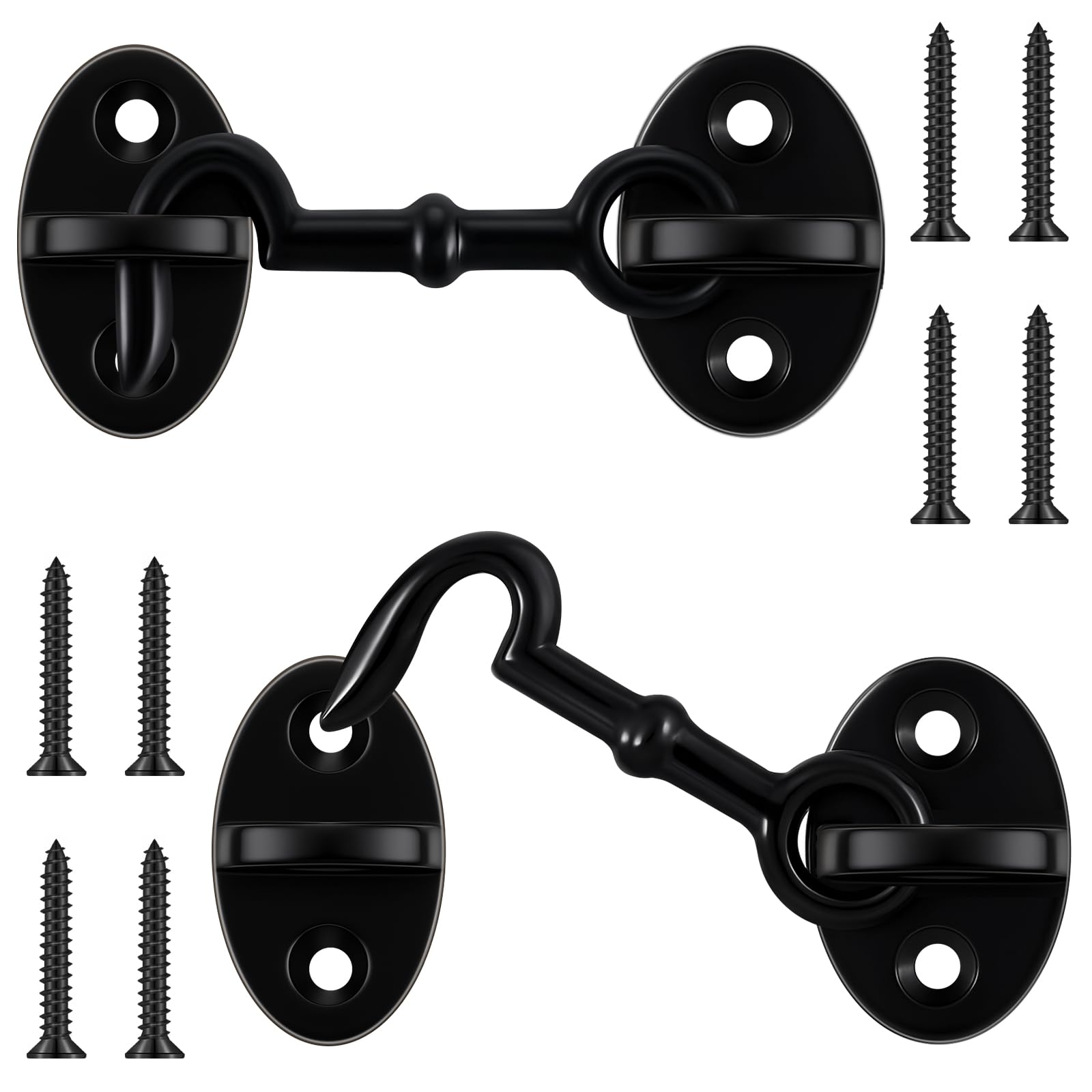 Phewnyzo 2 Piece 2.75 Inch Brass Hook and Eye Latch Black Cabin Hook Door Latch with Screws for Window Sliding Door Shed Fence Gate Cabinet #LPW0818W1986