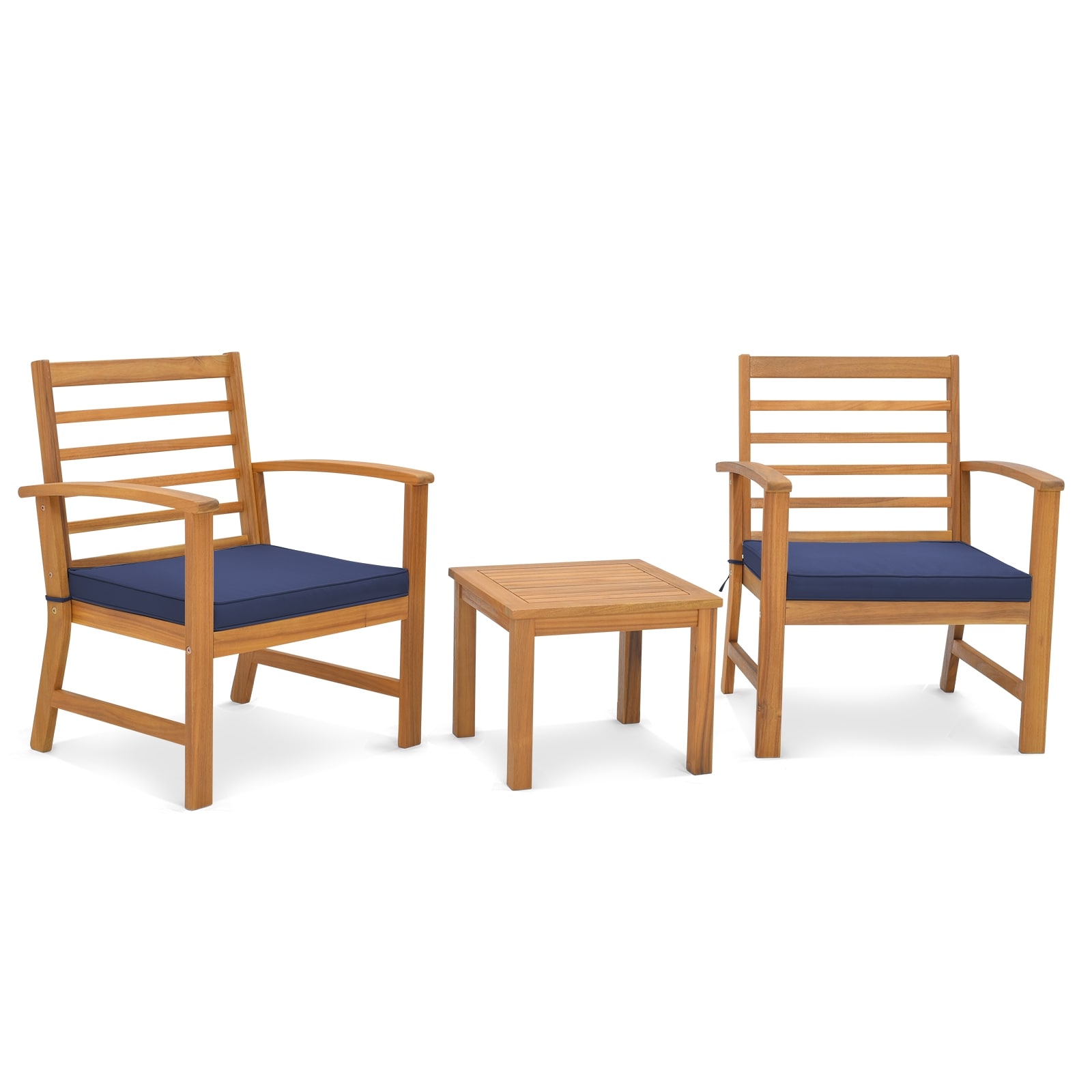 LIVIZA OUS72089NY 3 -Piece Patio Conversation Set with Blue Cushions