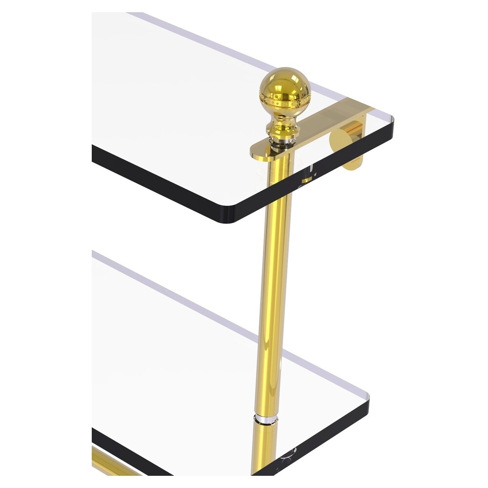 Polished Brass Two-Tier Glass Shelf with Towel Bar