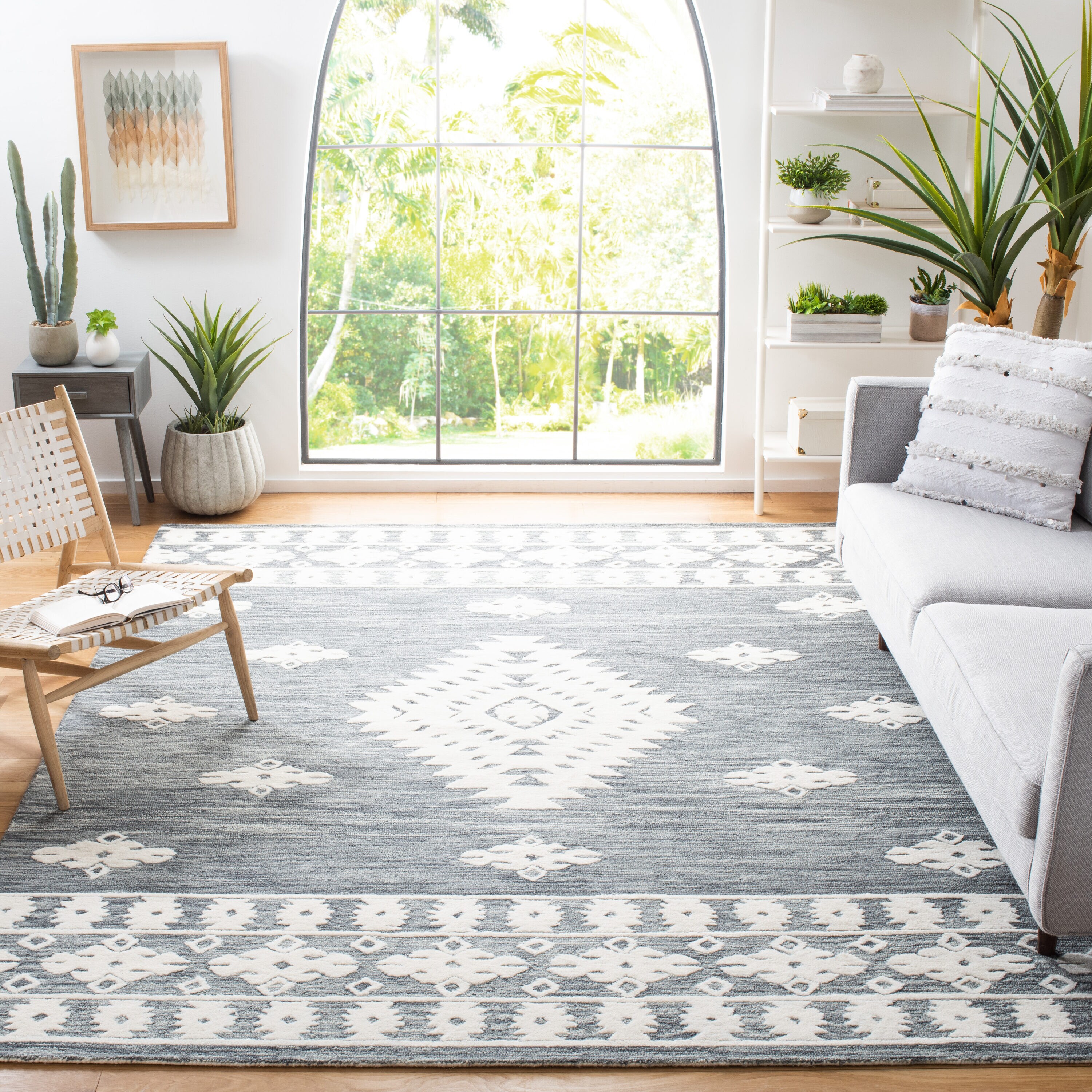 Safavieh - Aspen 550 Dark Gray/Ivory Bohemian 6ft x 9ft Medium Rectangle Rug