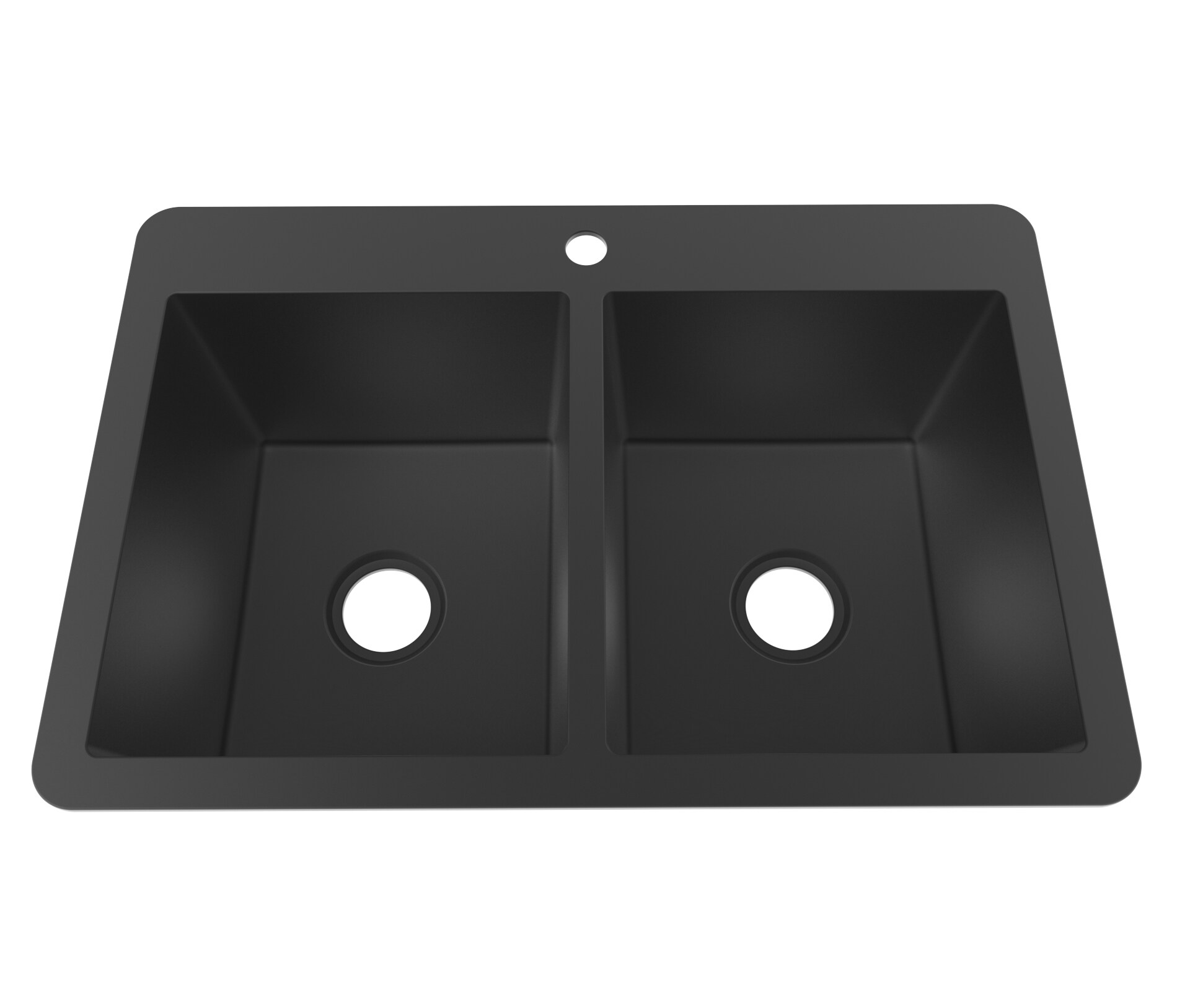 Project Source LB3322H BLK Drop-in 33-in x 22-in Composite Double equal bowl Kitchen Sink