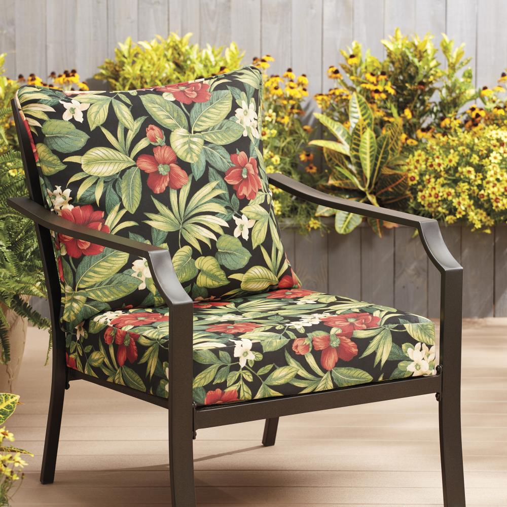 Garden Treasures 2 Piece Sanibel Black Tropical Deep Seat Patio Chair Cushion At