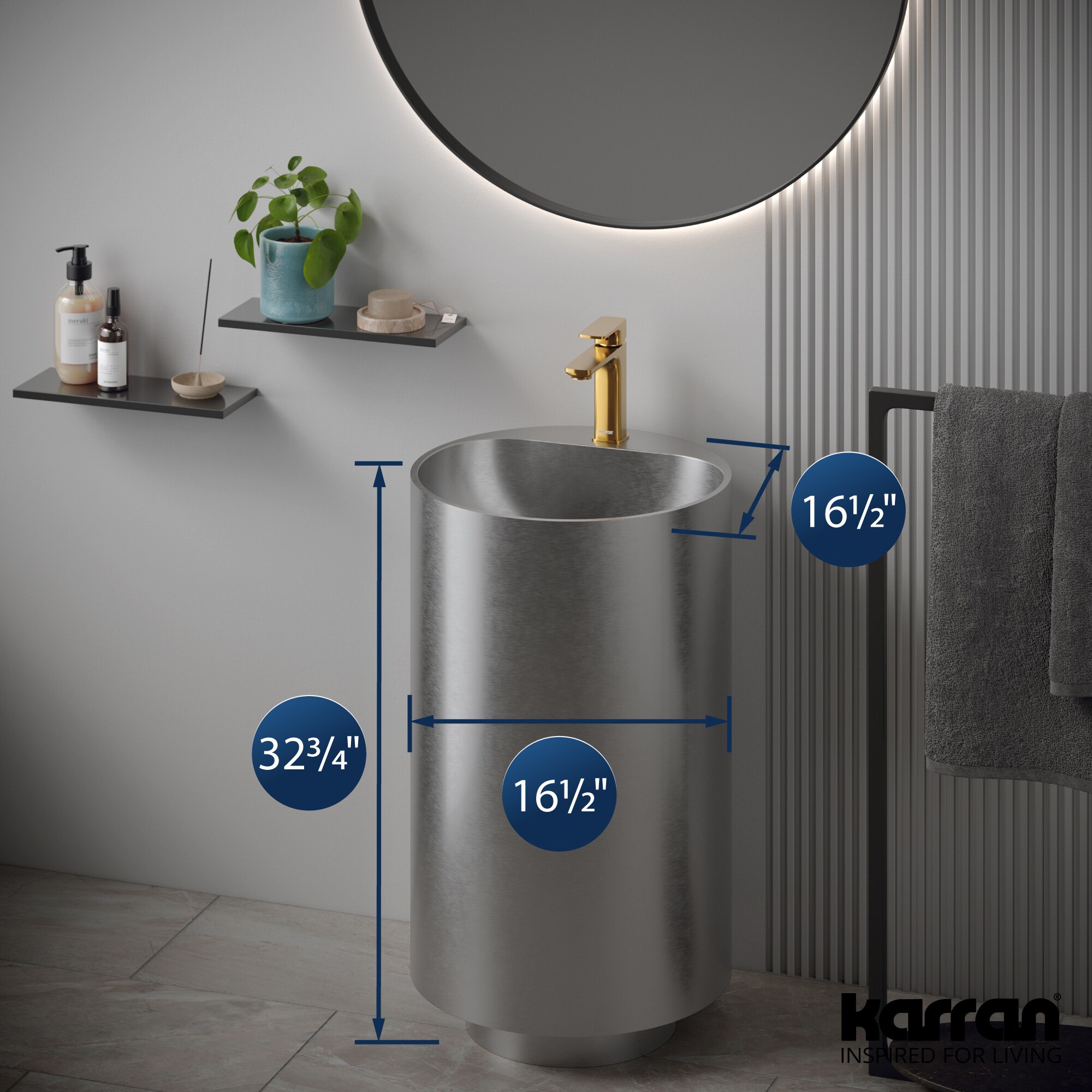 Karran Cinox 16.5'' Stainless Steel Circular Bathroom Sink