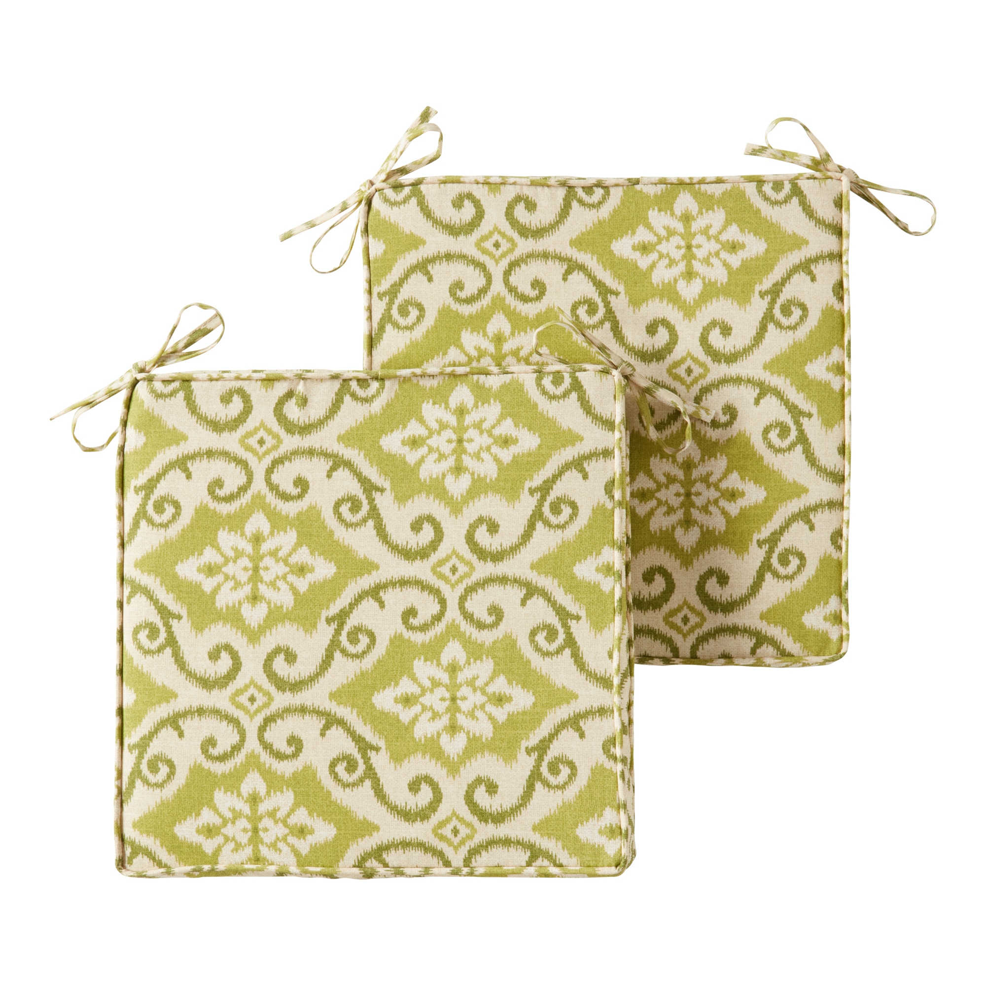 Greendale Home Fashions OP1100S2-SHOREHAM Square Outdoor 18-in x 18-in 2 -Piece Shoreham Ikat Patio chair cushion
