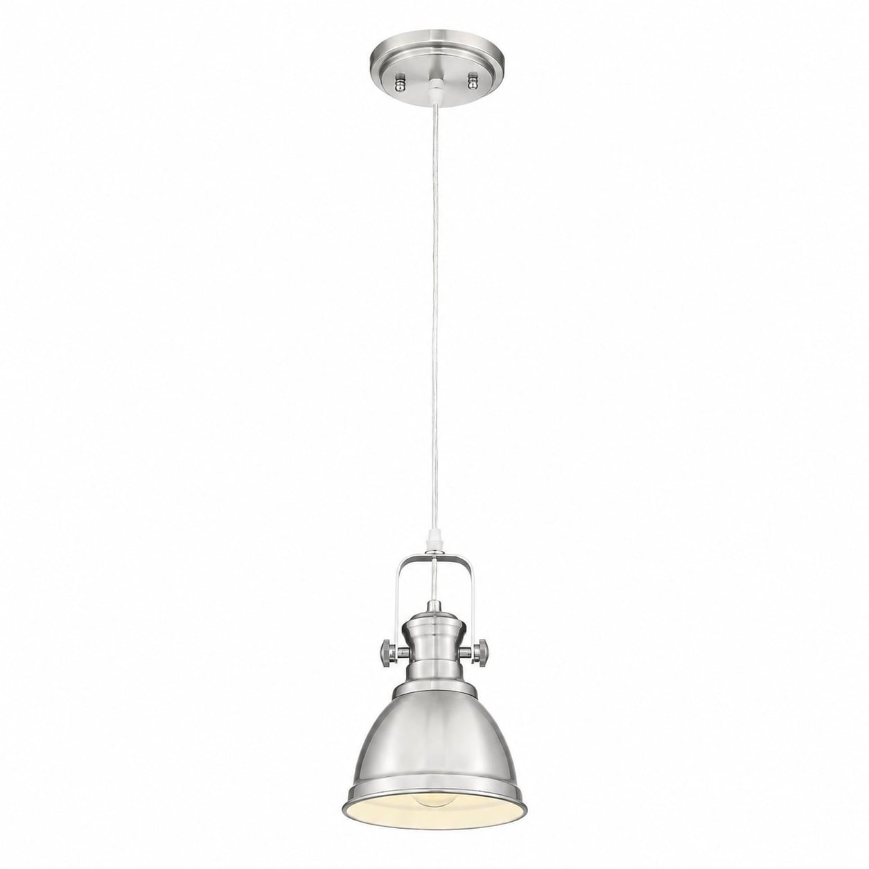 Aoibox  Farmhouse Mini Pendant Light with Metal Shade Brushed Nickel and White Finish 81 in Adjustable Cord