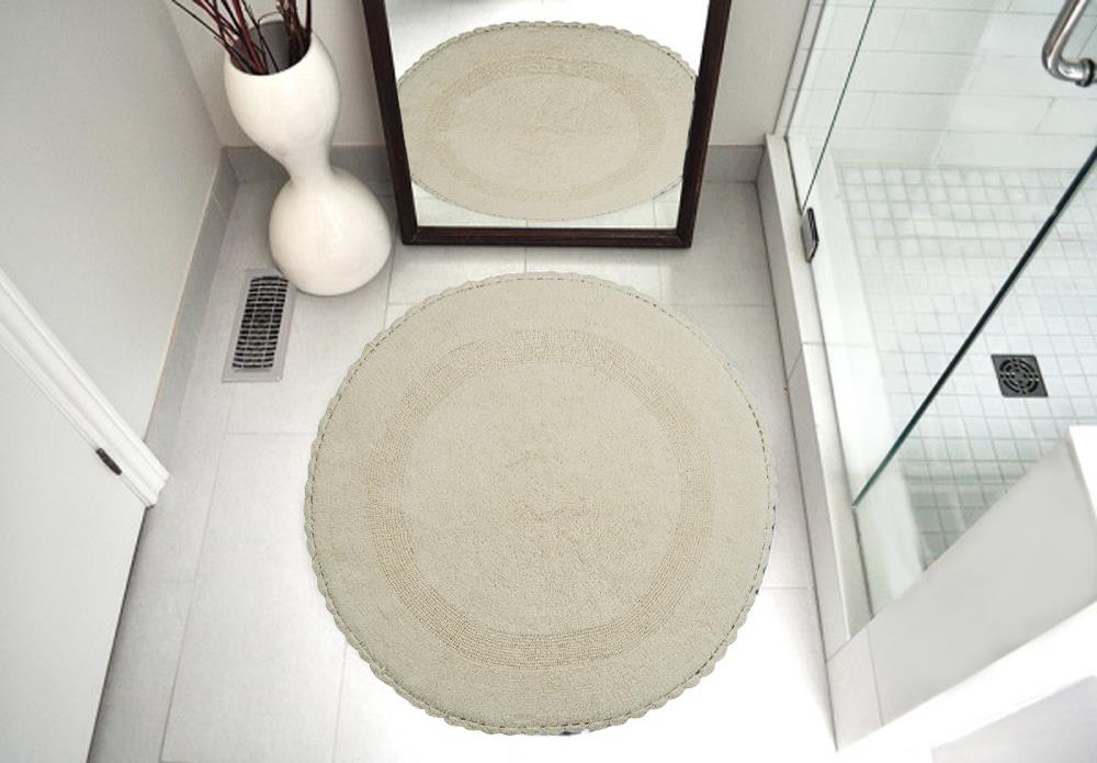 Saffron Fabs 2 Piece Bath Rug Set; Beige