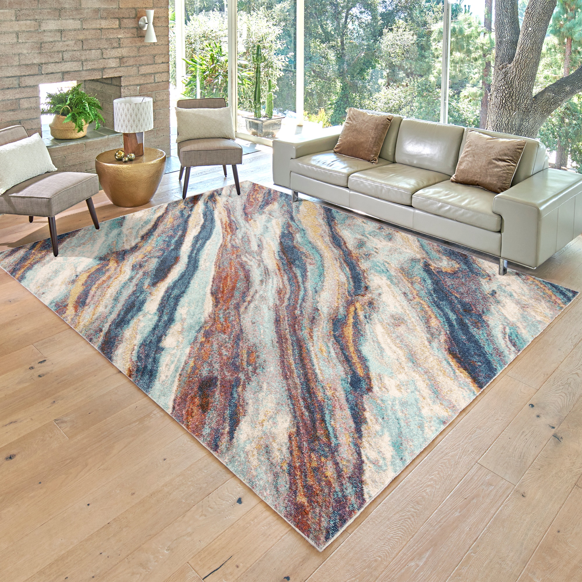 Origin 21 Abstract 5 X 7 Beige Ivory Indoor Distressed/Overdyed Area Rug in  the Rugs department at