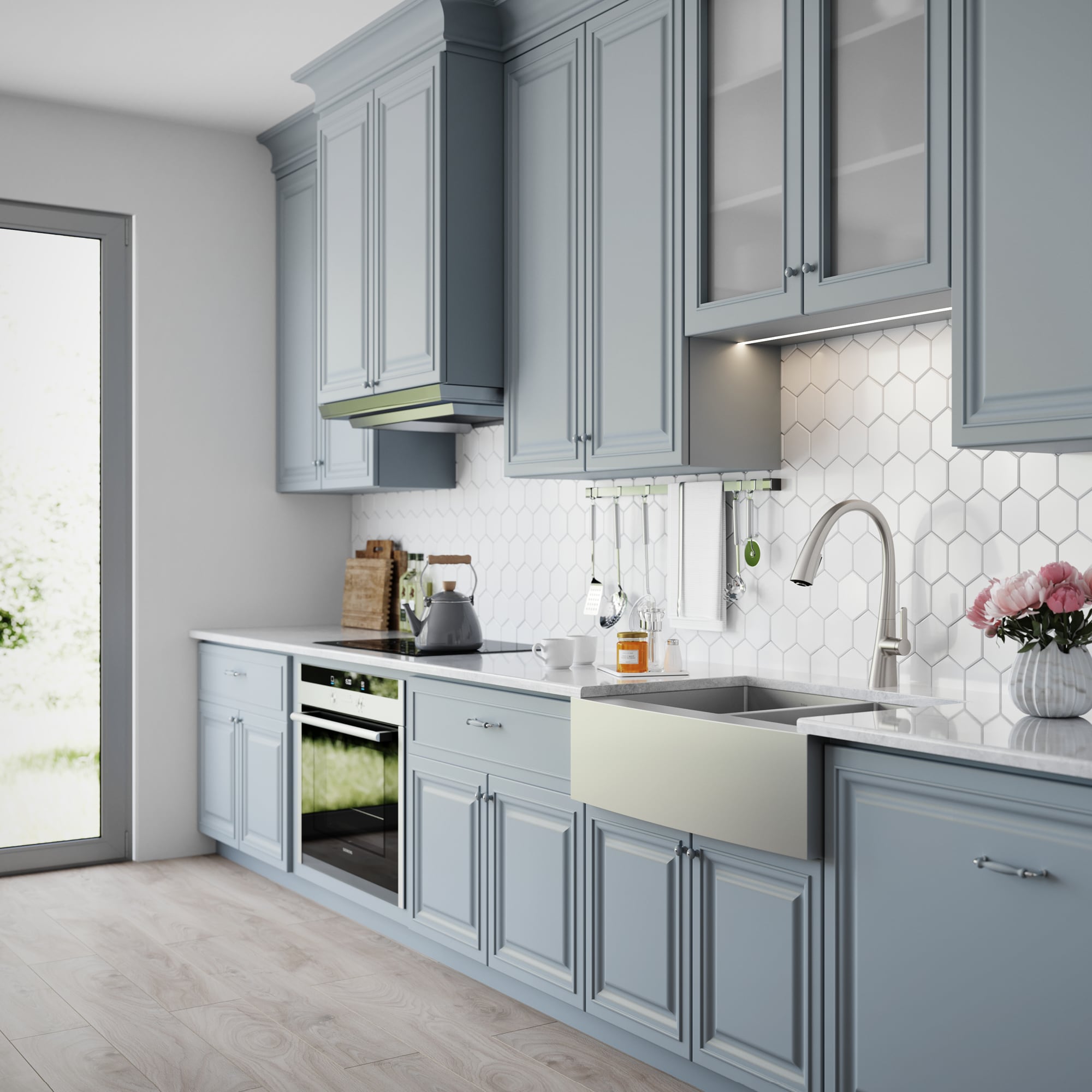 Satin Stainless Steel Double Bowl Farmhouse Kitchen Sink