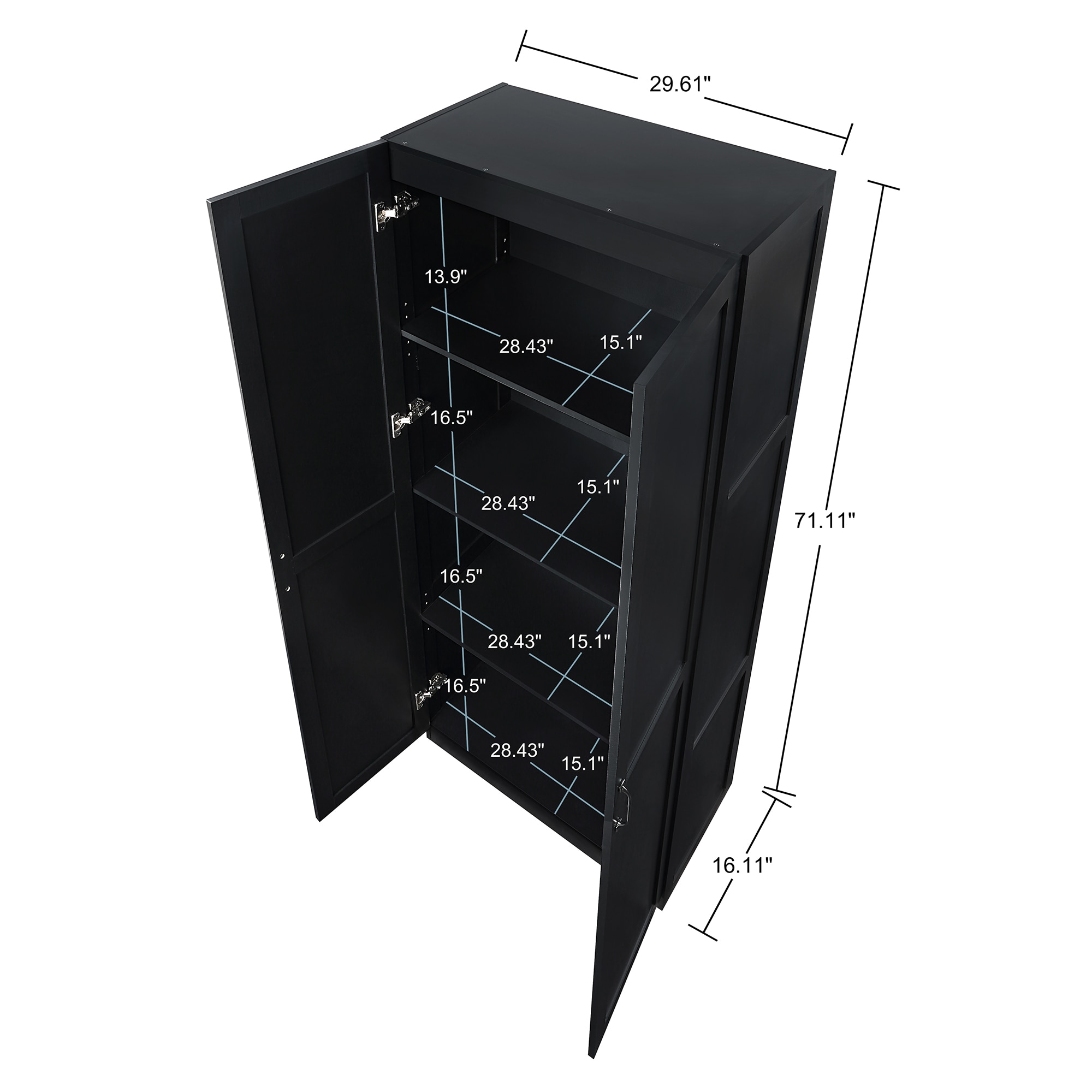 Hopkins Black Modern 4-Shelf Storage Closet