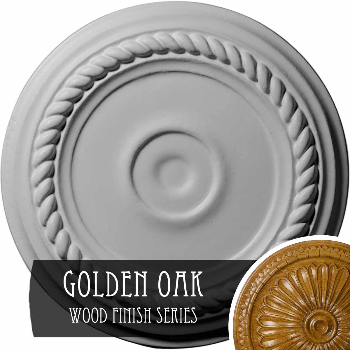 Ekena Millwork CM07ALGOS Small Alexandria 7.875-in W x 7.875-in L Golden Oak Polyurethane Ceiling Medallion