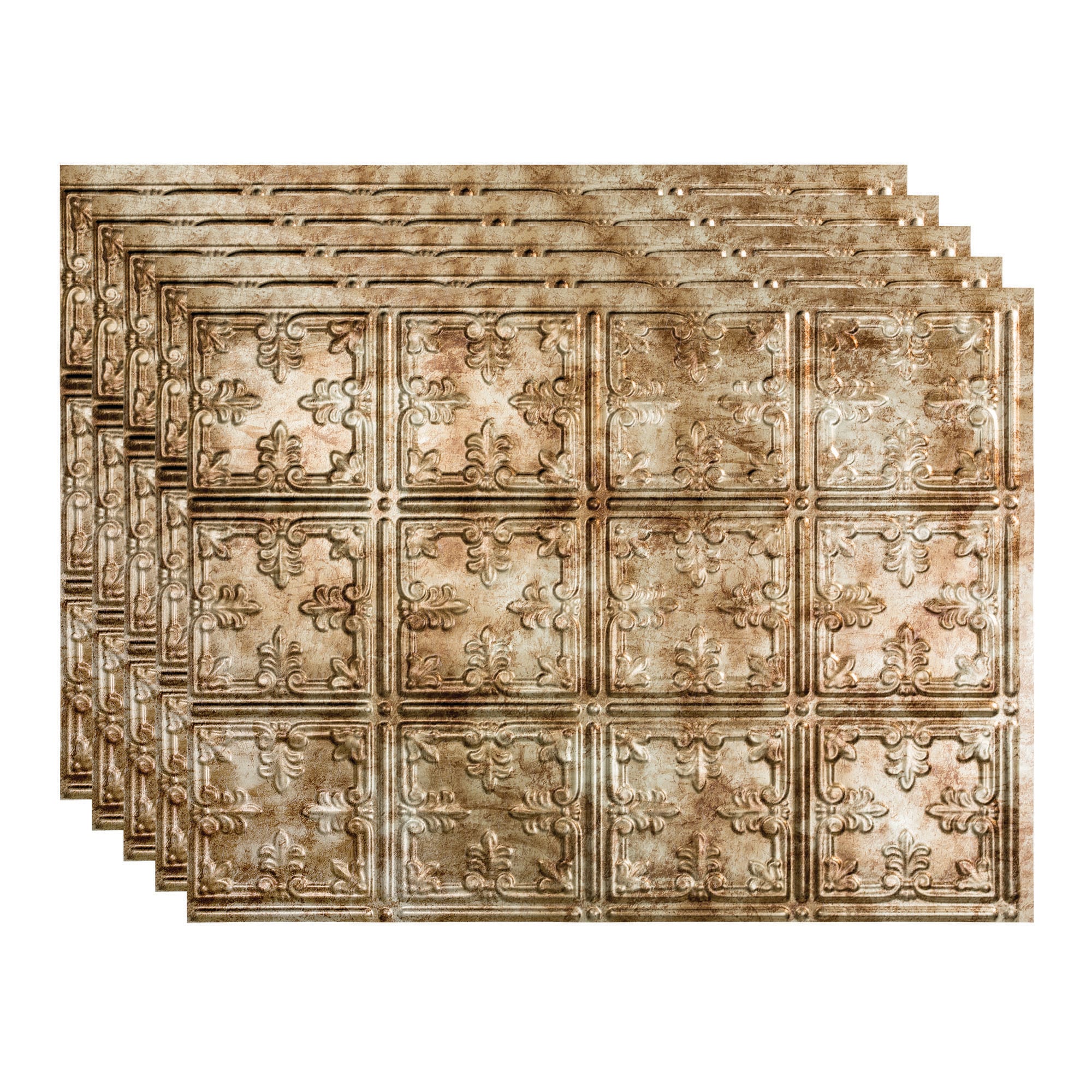 Fasade PB5717 Traditional 10 18.25-in x 24.25-in Vinyl Bermuda Bronze Backsplash Panels 5.0 -Pack