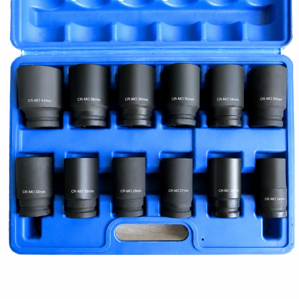 LAIFUCAM  3 4 Inch Drive Deep Impact Socket Set Metric Sizes 24mm to 41mm 12 Pieces Cr Mo Heavy Duty with Storage Case durable home and garden