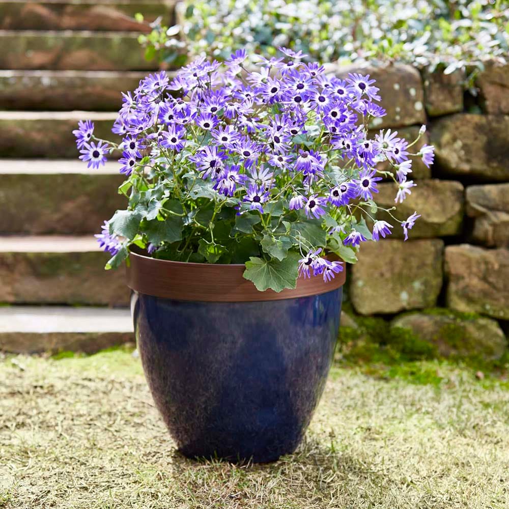 Southern Patio HDR-077077A Round 15.0-in W Large Blue Resin Contemporary/Modern Indoor/Outdoor Planter