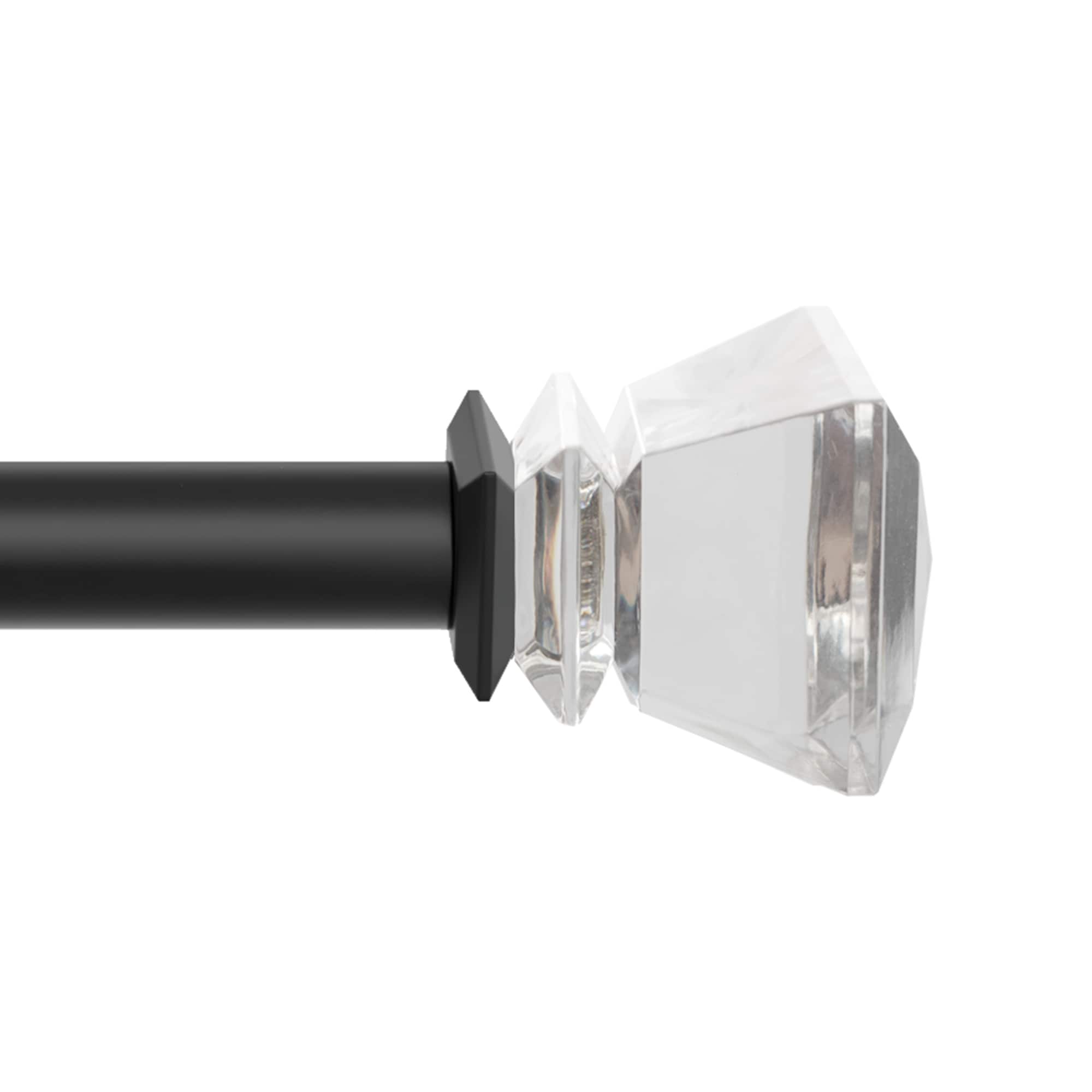 allen + roth FSI 6802A MBLK Bexley 36-in to 72-in Matte Black Steel Single curtain rod with Finials