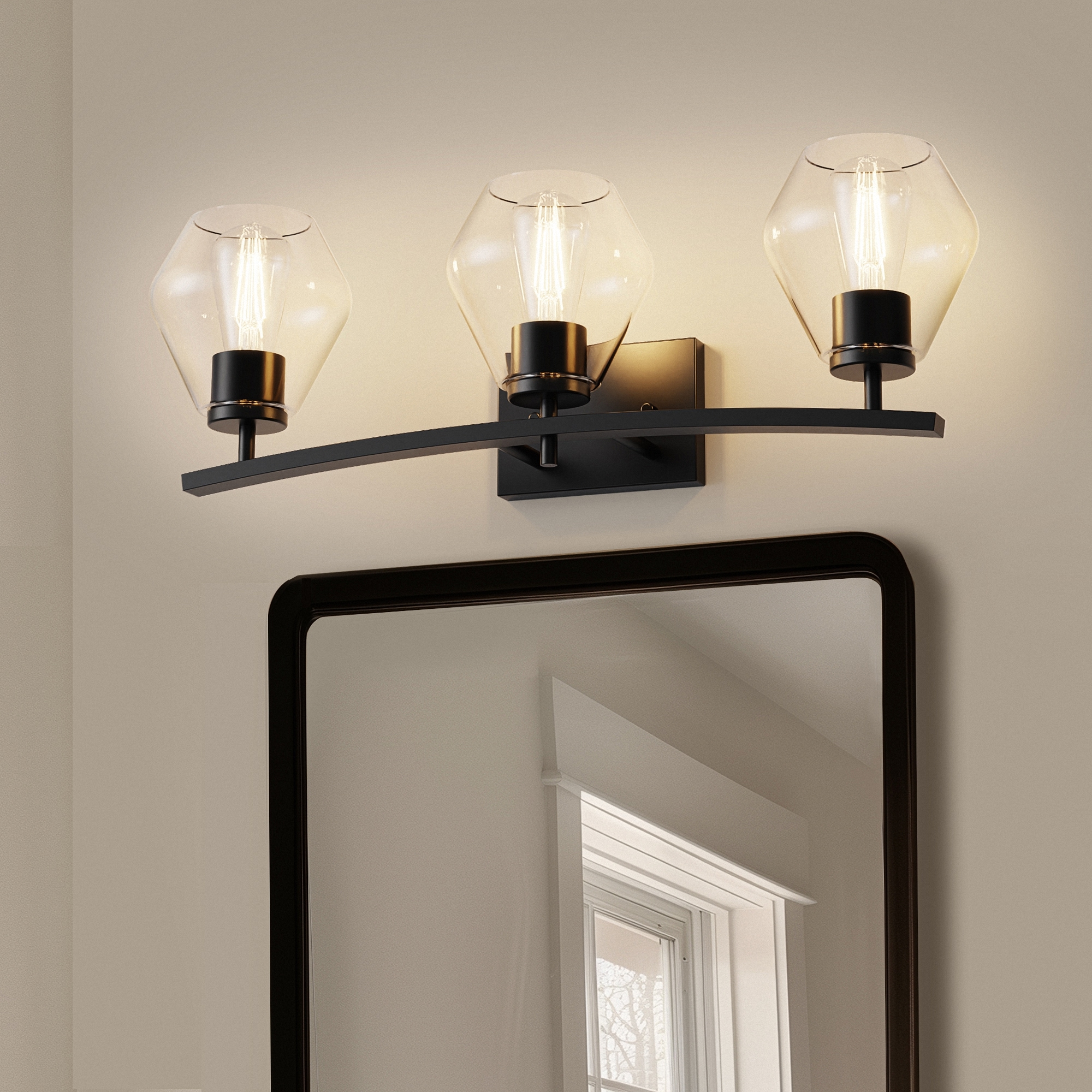 YANSUN 25.1-in 3 Light Matte Black Industrial Bathroom Vanity light