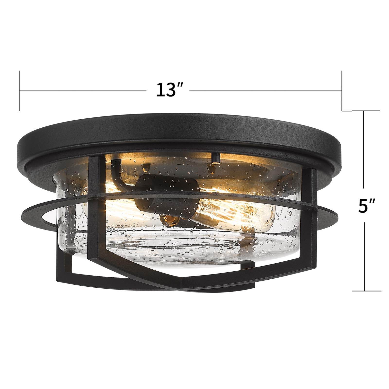 LTMATE JAZAVA 2-Light 13-in Multiple Finishes Black LED Flush Mount ...