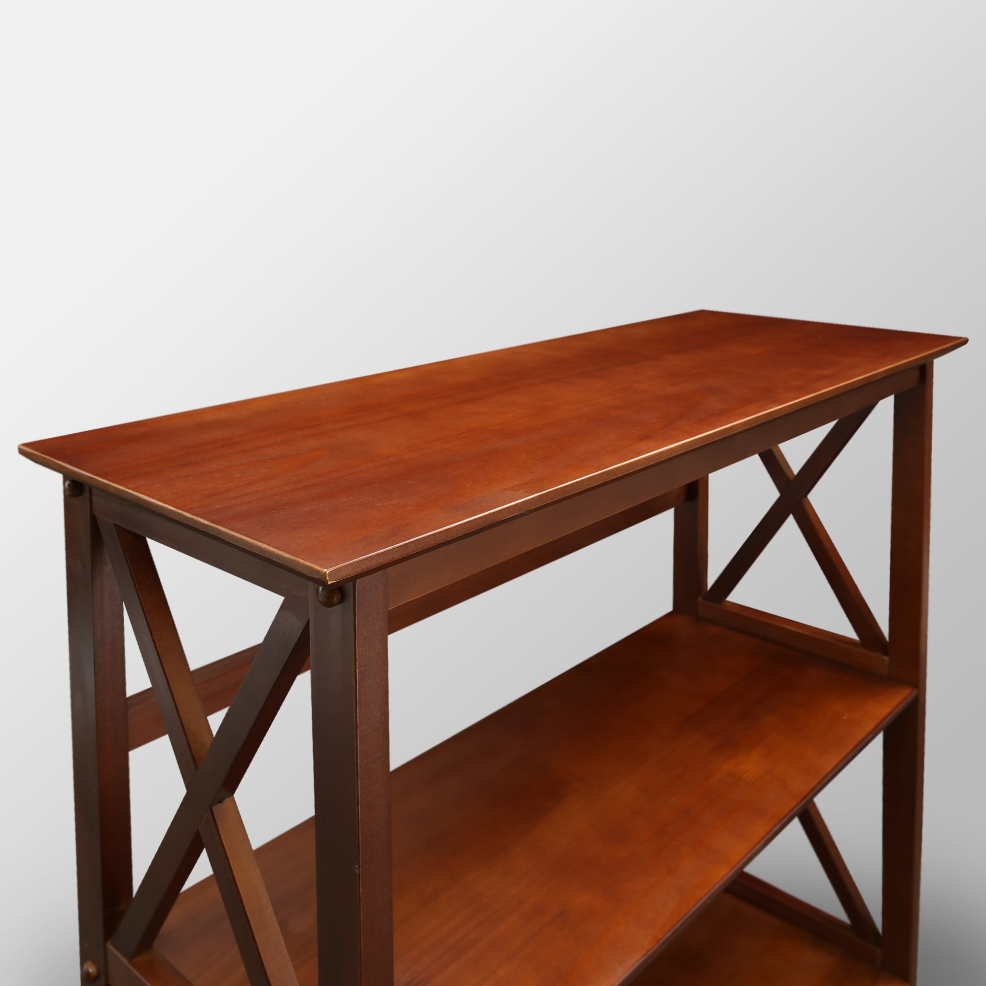 Contemporary Walnut Wood Bookcase with X-Design Doors