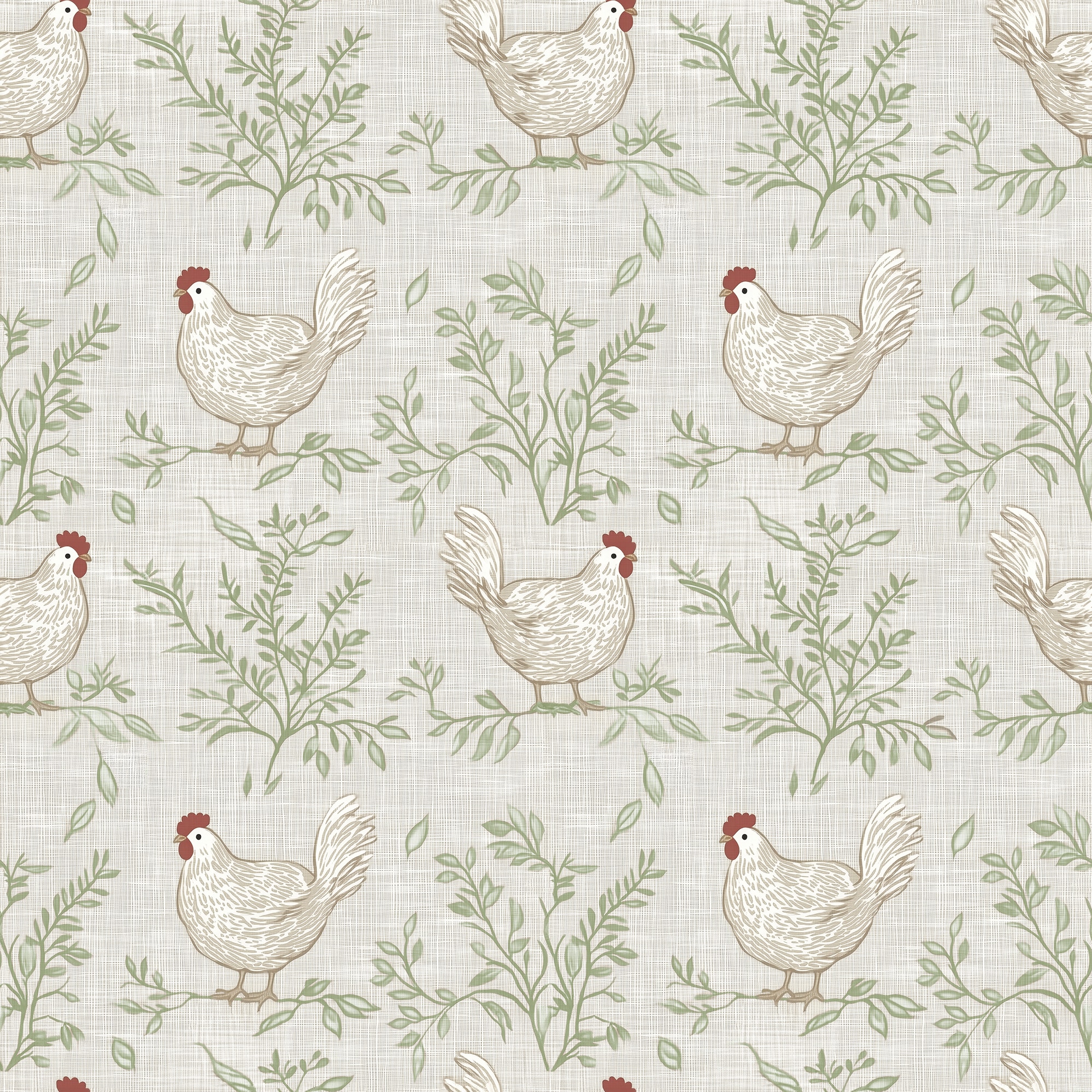 Veer Decor Cluckingham Toile Peel and Stick Wallpaper