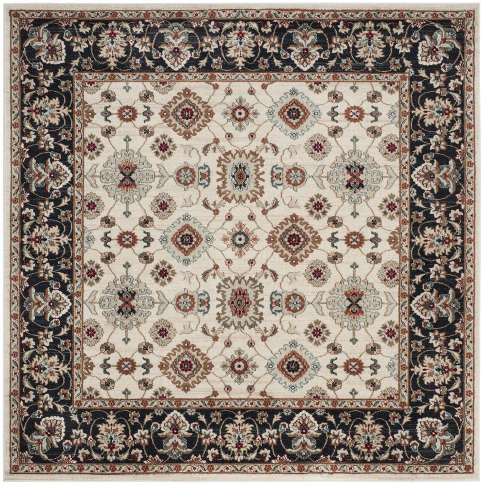 Safavieh Lyndhurst Samadan 7 x 7 Black/Creme Square Indoor Floral/Botanical Oriental Area Rug