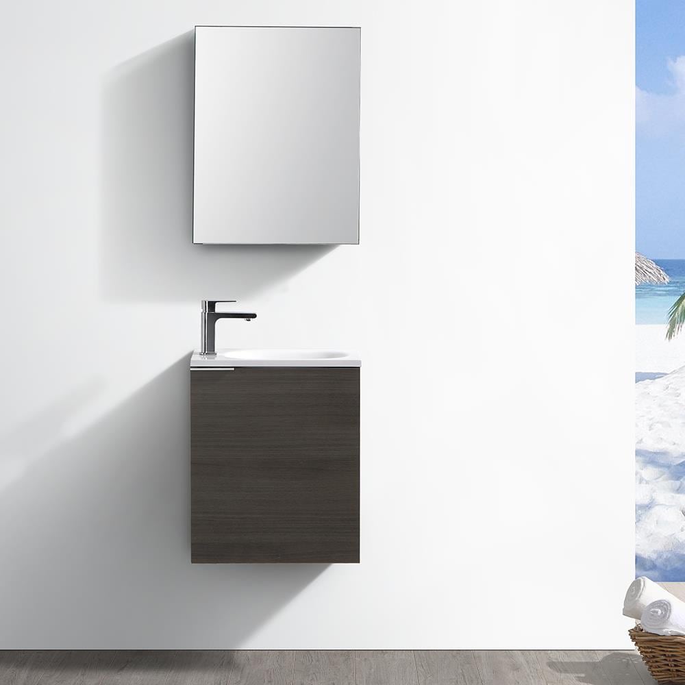 Fresca FVN8003GO Valencia 20-in Gray Oak Single sink Bathroom Vanity with White Acrylic Top