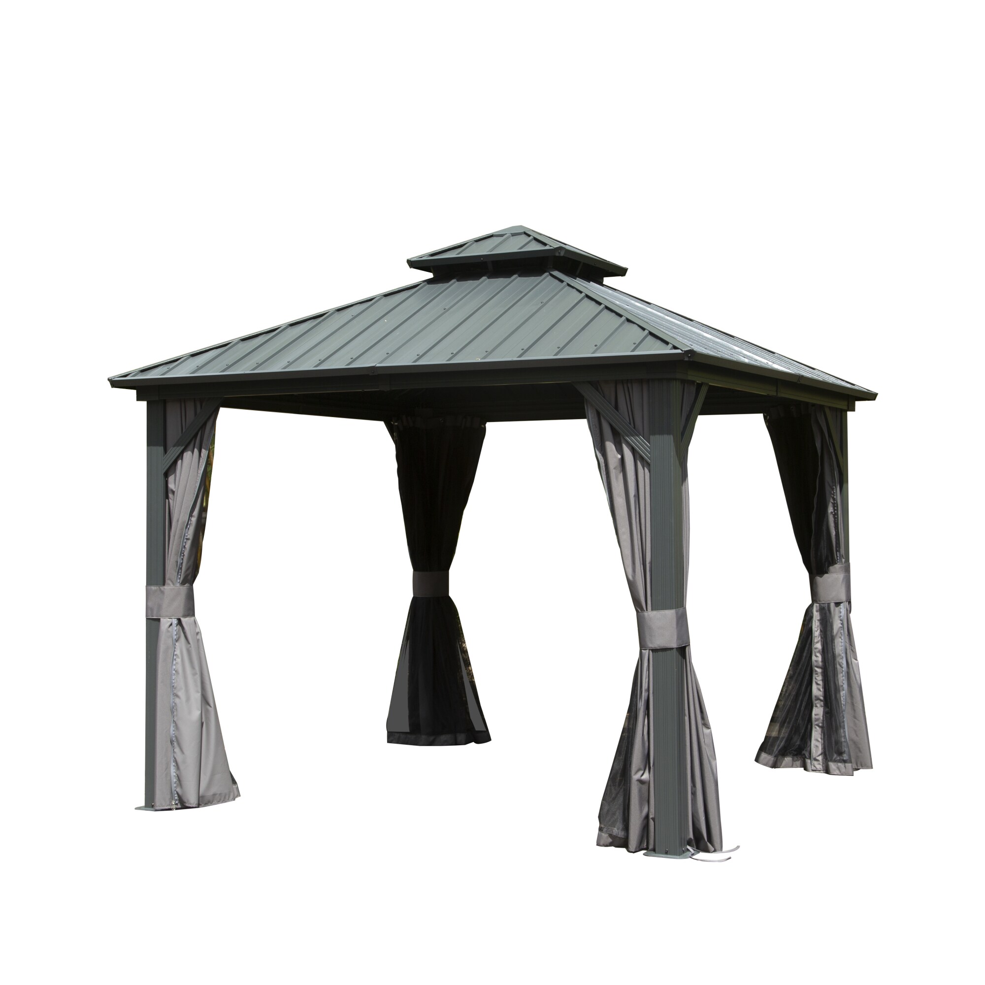 JIMSMAISON BOCPCG27GR 10-ft x 10-ft Gray Square Hardtop Steel Roof (Screen Included)