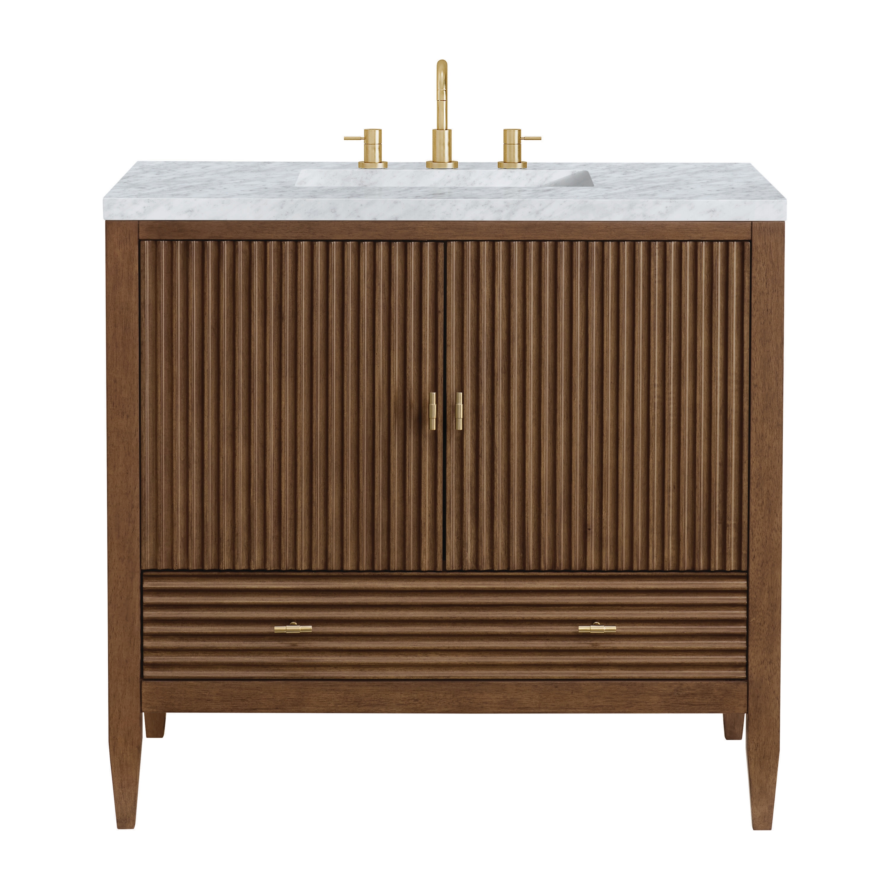 James Martin Vanities Myrrin 36-in Mid-century Walnut Undermount Single ...