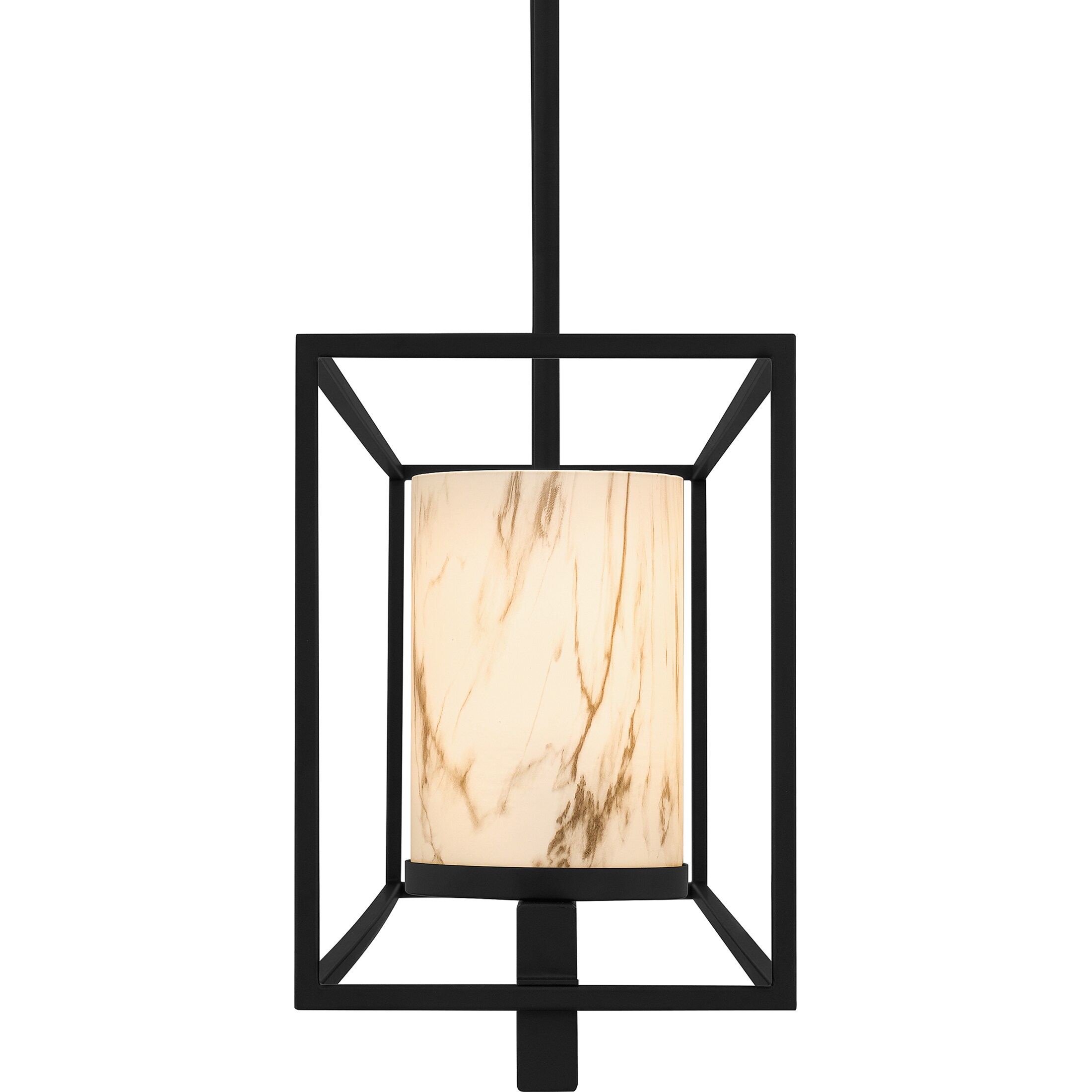 Bentley Matte Black Steel Linear Chandelier with Marble Glass Shades
