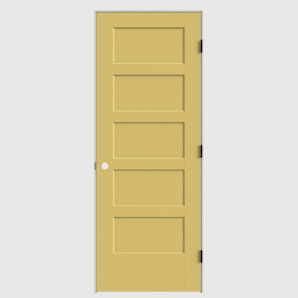 Masonite 640757 24-in x 80-in Marigold Solid core 5-panel square Left hand Smooth Primed Molded composite Flat Jamb Single Prehung Interior Door
