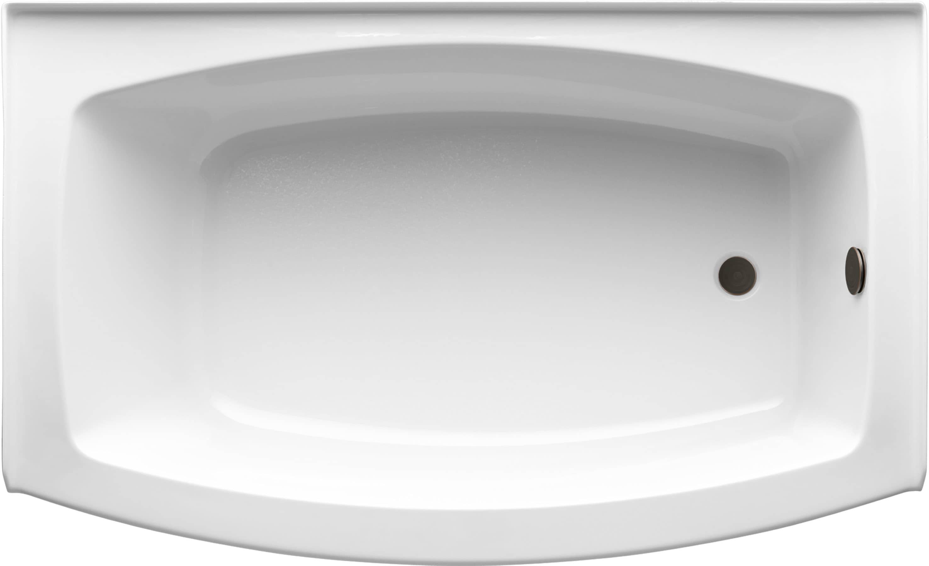 Expanse 60-Inch White Acrylic Alcove Bathtub with Curved Apron