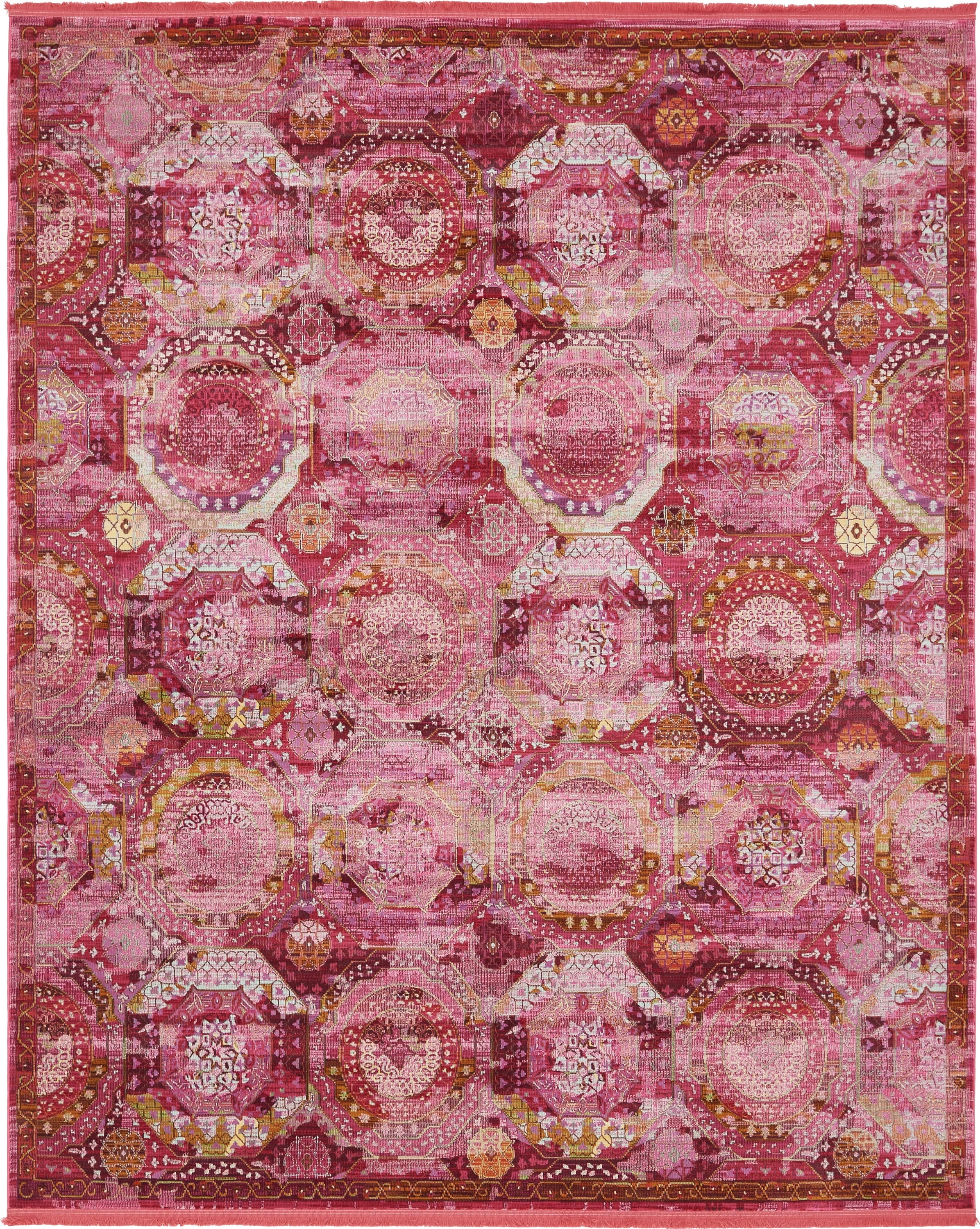 Unique Loom 3140162 Coppelia Baracoa 8 x 10 (ft) Loomed Polypropylene Pink/Ivory Rectangular Indoor Geometric Area rug