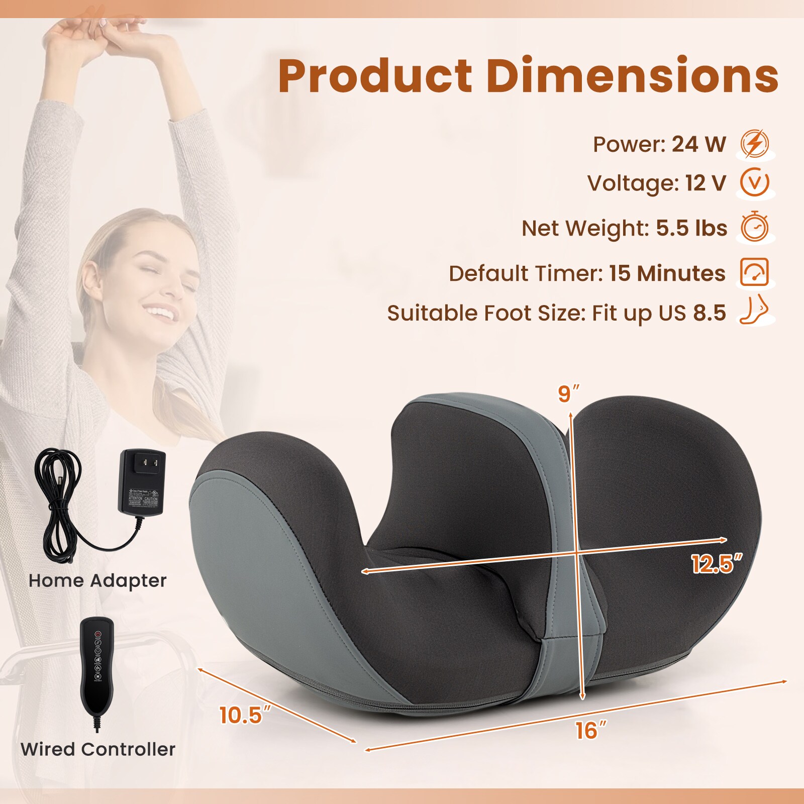 Slickblue Electric Foot Calf Massager with Heat Vibration and Waist Massage  for Home Use in the Stretching & Recovery department at Lowes.com