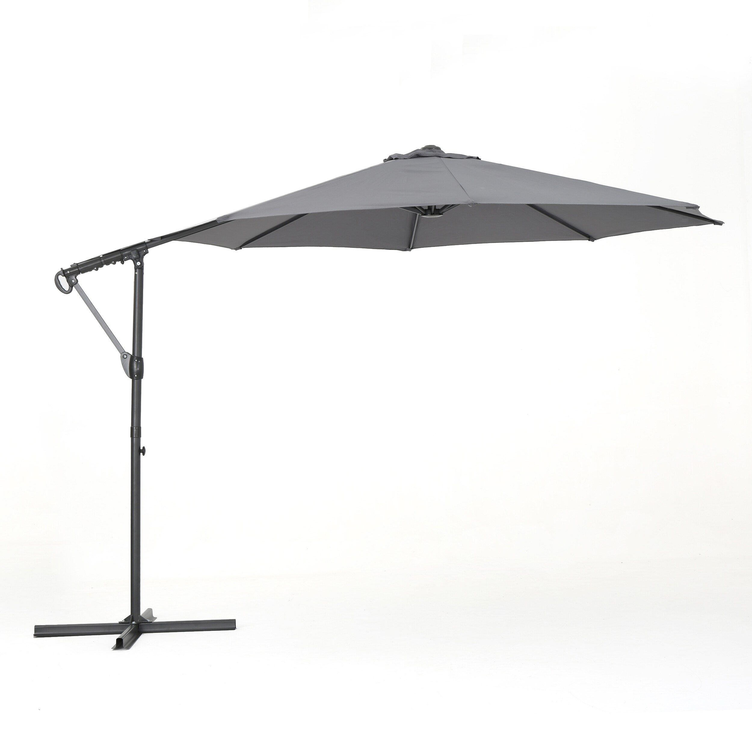 leraar Clancy Trekken Best Selling Home Decor 9.58-ft Grey Offset Patio Umbrella with Base in the  Patio Umbrellas department at Lowes.com