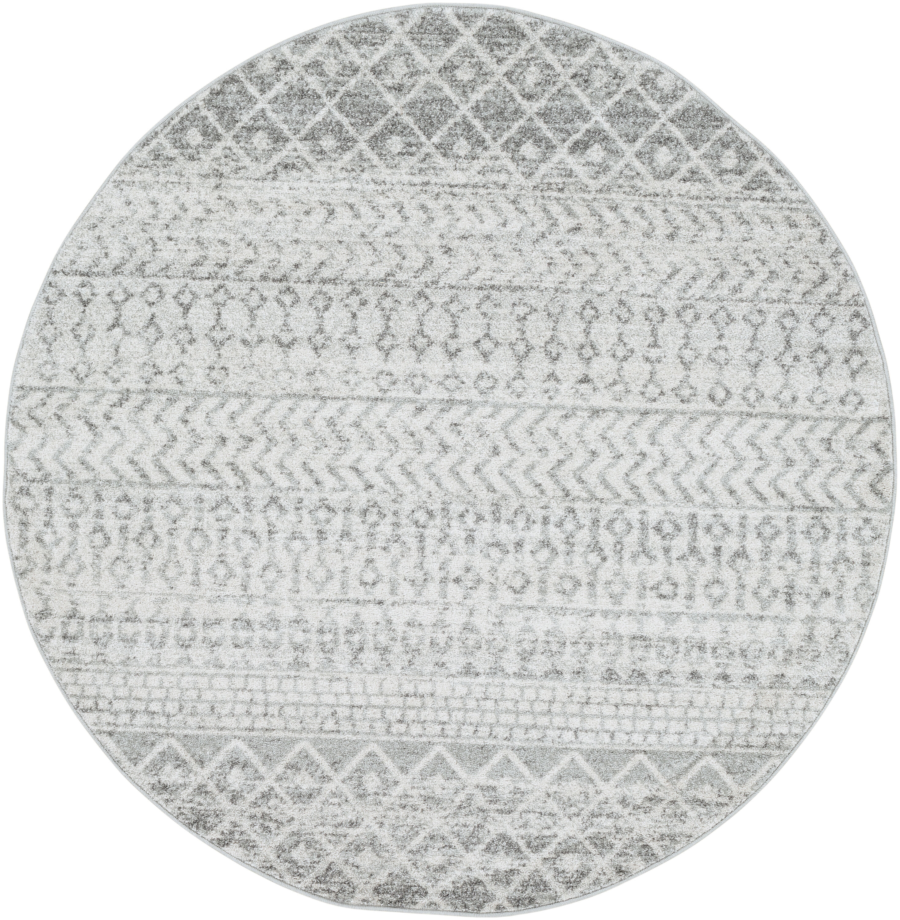 Livabliss ELZ2308-53RD Elaziz 5 x 5 (ft) Polypropylene Gray Round Indoor Trellis Moroccan Area rug