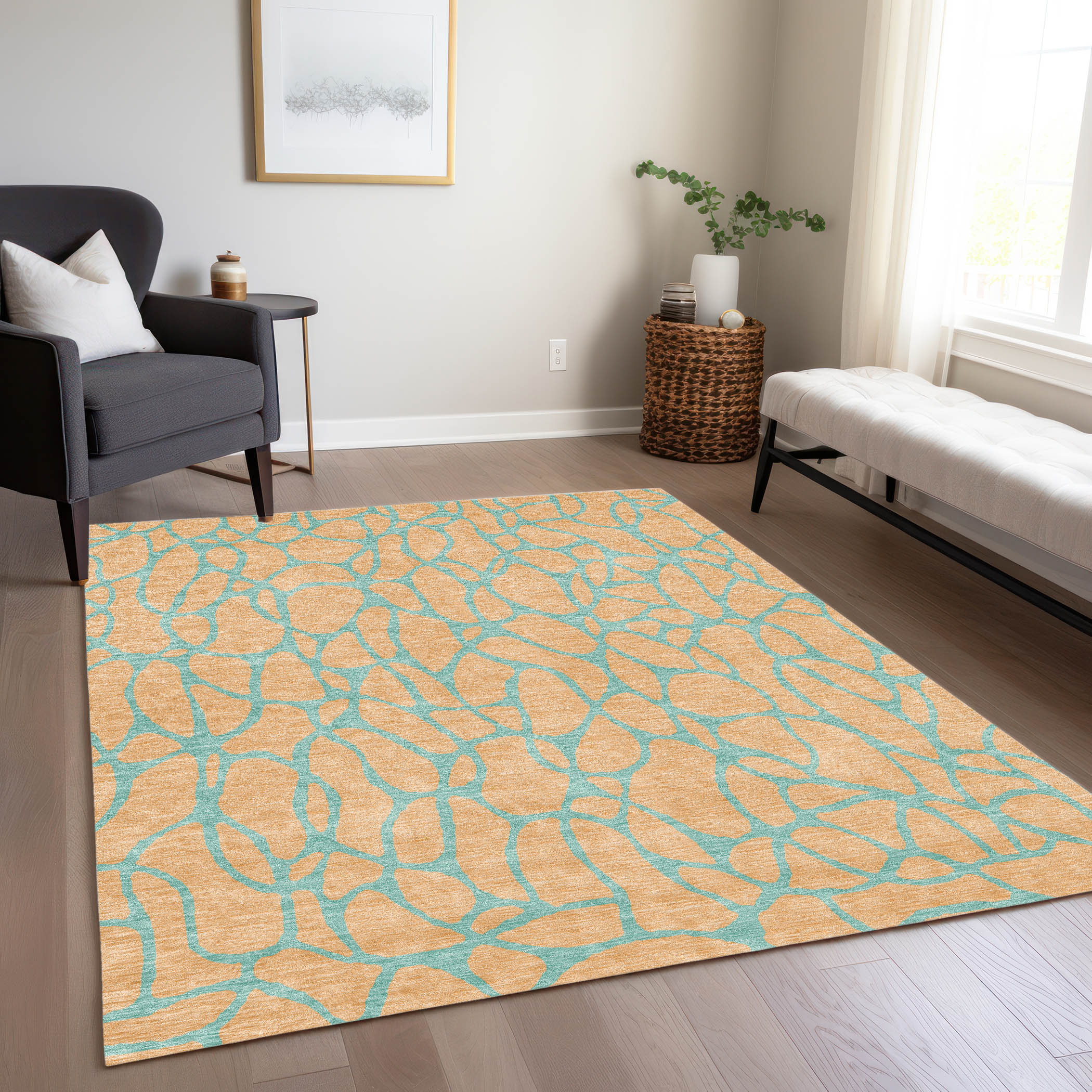 Addison Rugs ACN1023MZ30X46 Chantille ACN1023MZ 2 x 3 (ft) Polyester Mint Rectangular Indoor/Outdoor Geometric Machine washable Area rug